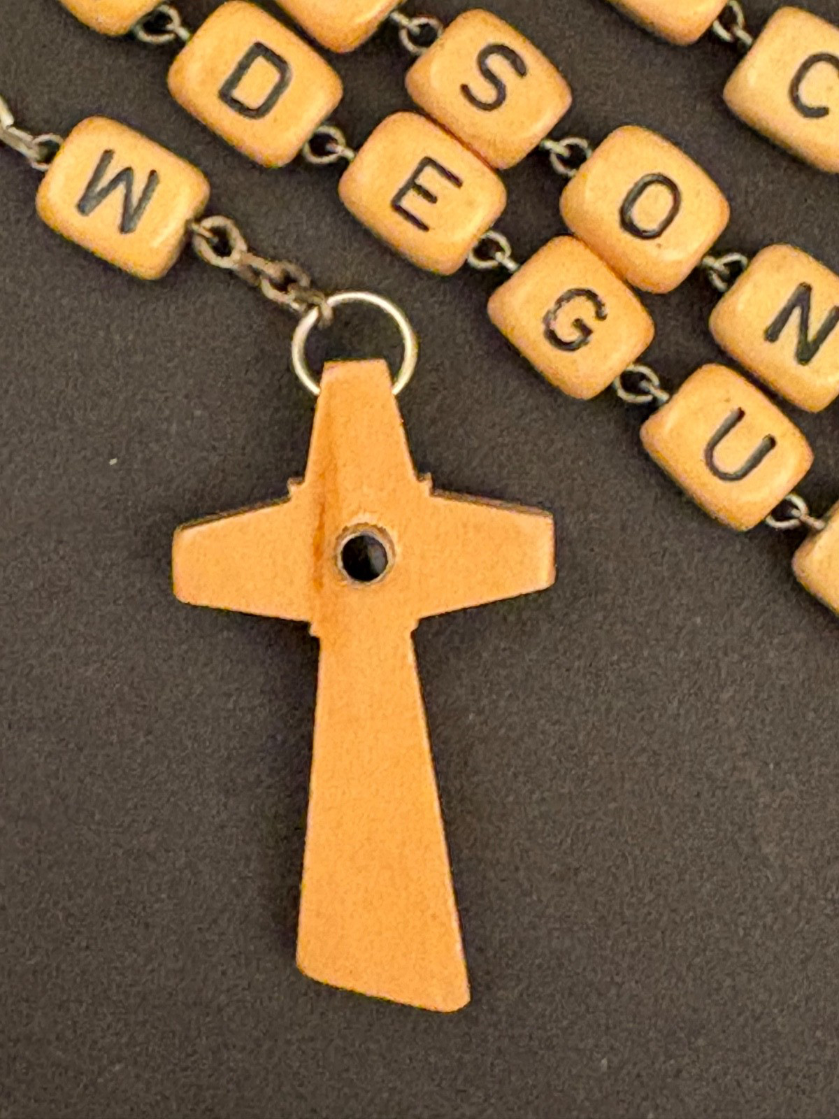 VTG STANHOPE ROSARY BEADSLENS PLASTIC OUR LADY OF GUADALUPE/CASE