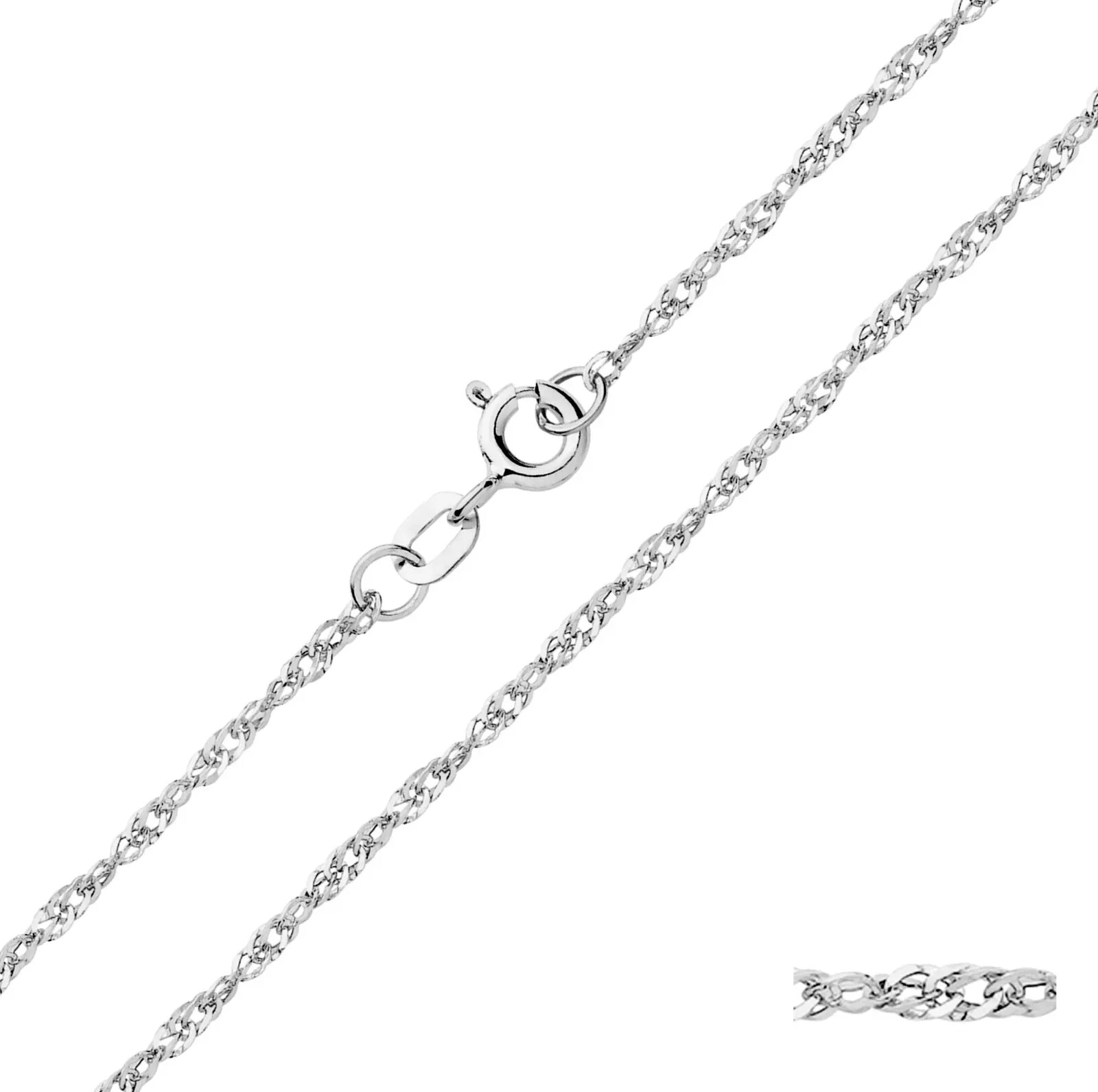 Sterling Silver Singapore Chain Necklace 16 18 20 22 24 inch – Solid 925 Silver