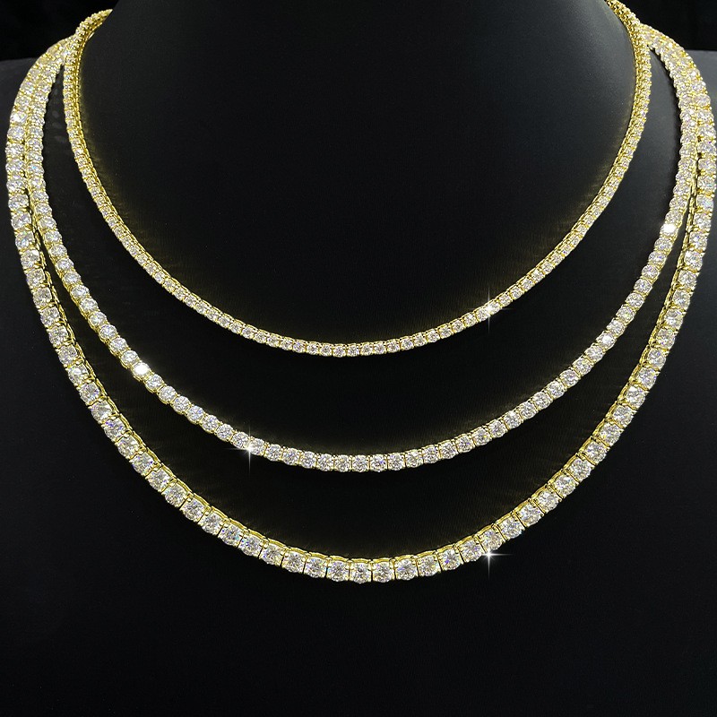 2-6mm 6″-24″ Real VVS1 D Moissanite Tennis Chain 925 Silver Pass Diamnd Tester!