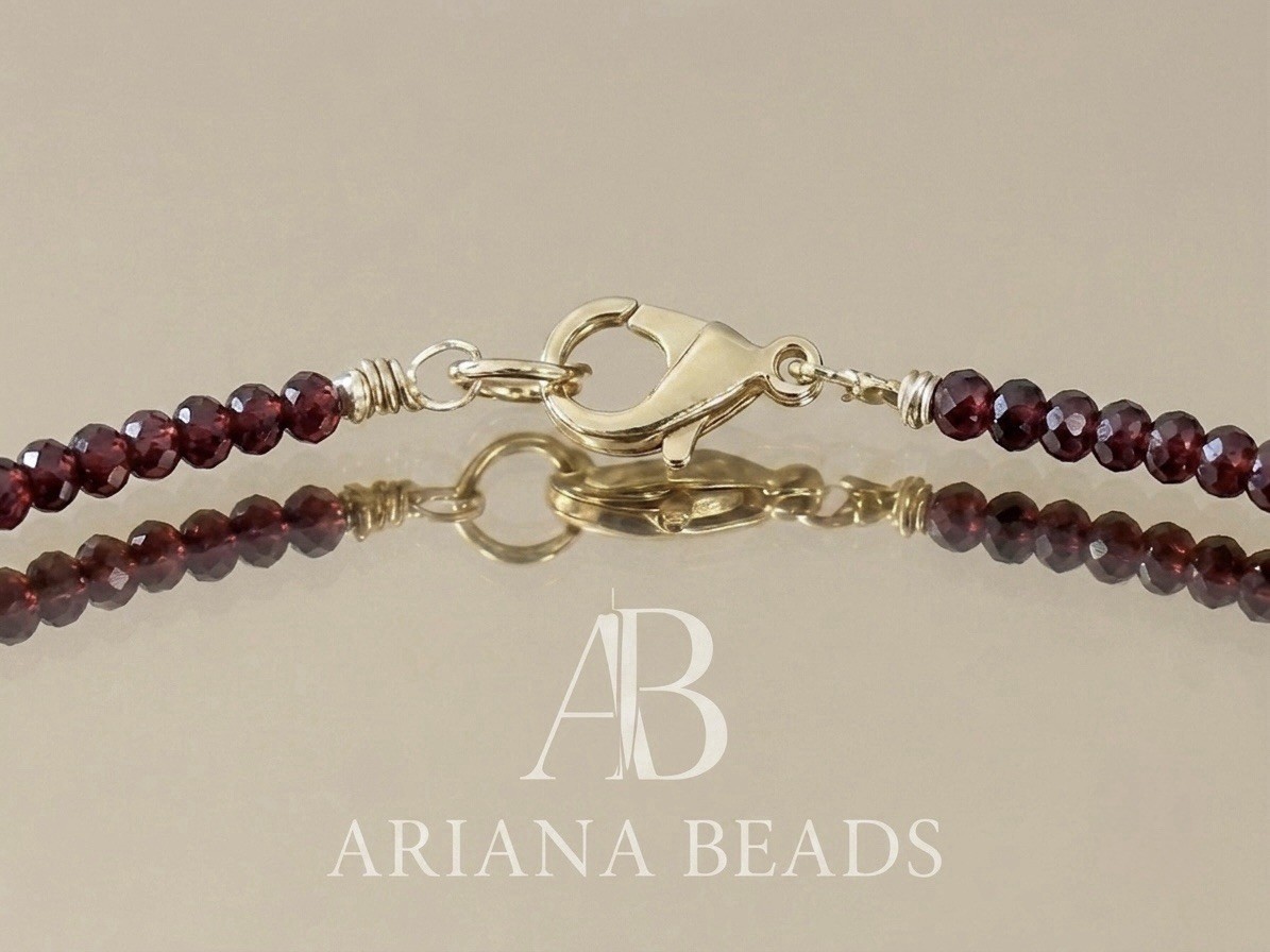 Ariana Beads Lapis Lazuli Garnet Necklace Copper Gold Plated Natural Stone