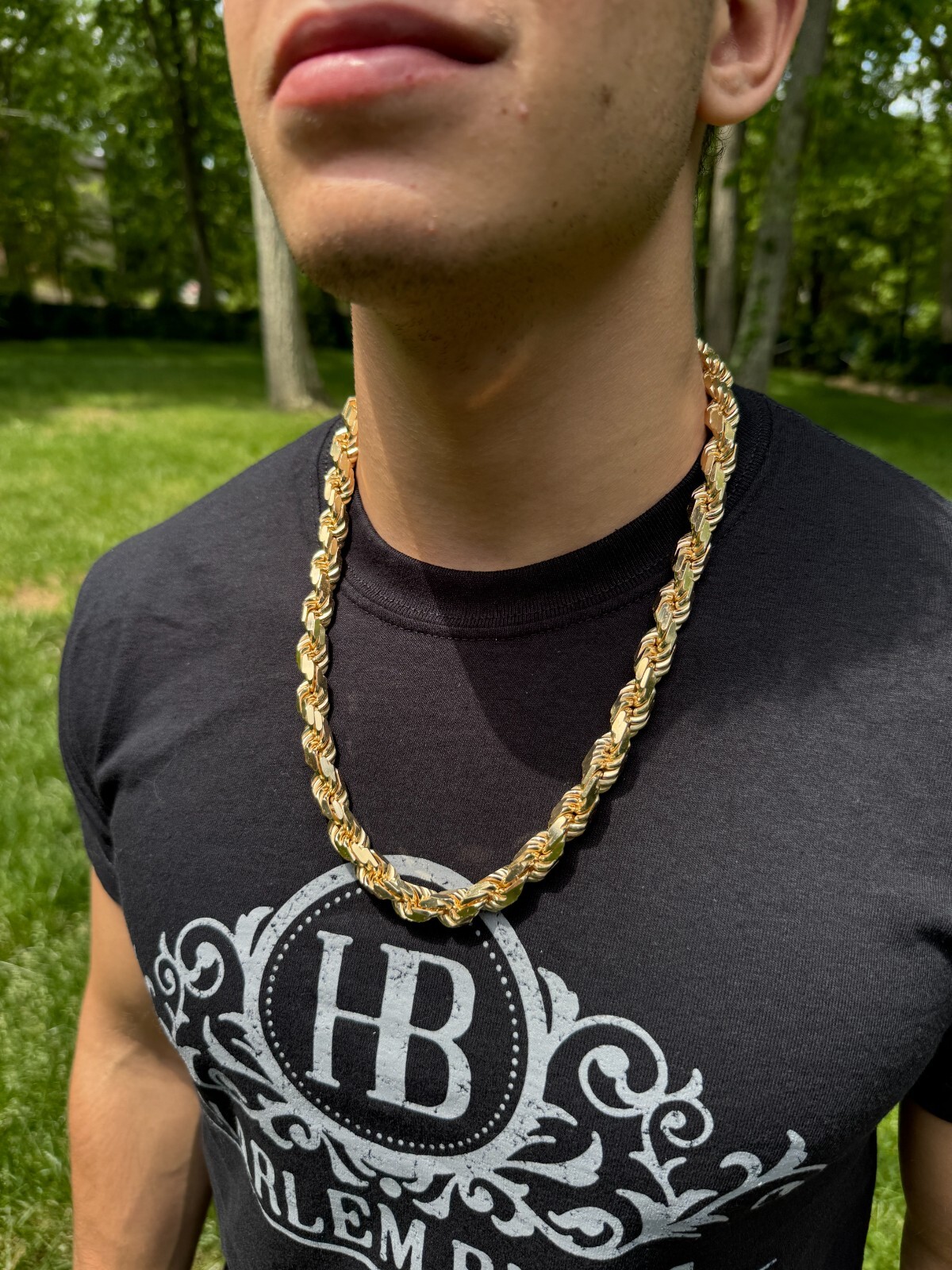 10mm Thick Mens Rope Chain 14k Gold Over Real Solid 925 Sterling Silver Necklace