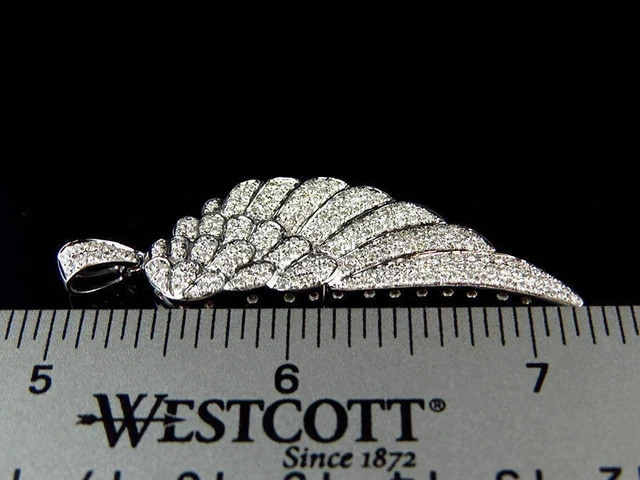 1.5Ct Round Cut Real Moissanite Angel Wing Silver Pendant 14k White Gold Plated