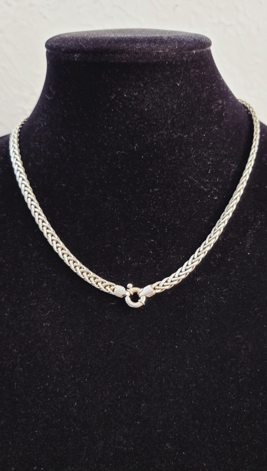 Solid Sterling Italian Foxtail Necklace Luxurious 18″ 31.4 Grams Stamped 925 OTC