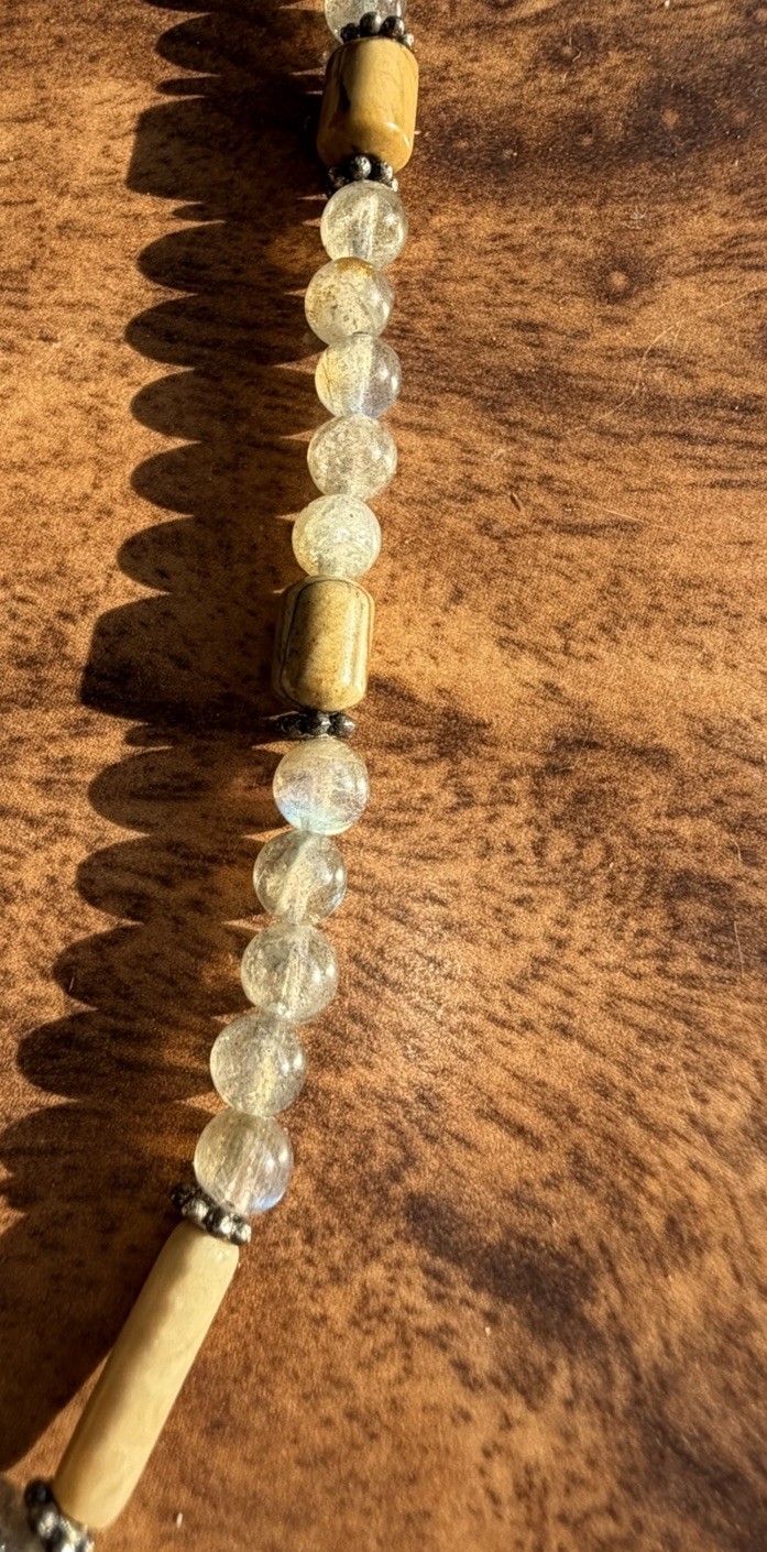 Vintage Southwest Sterling Silver Quartz Jasper Beaded Necklace With Pendant 925