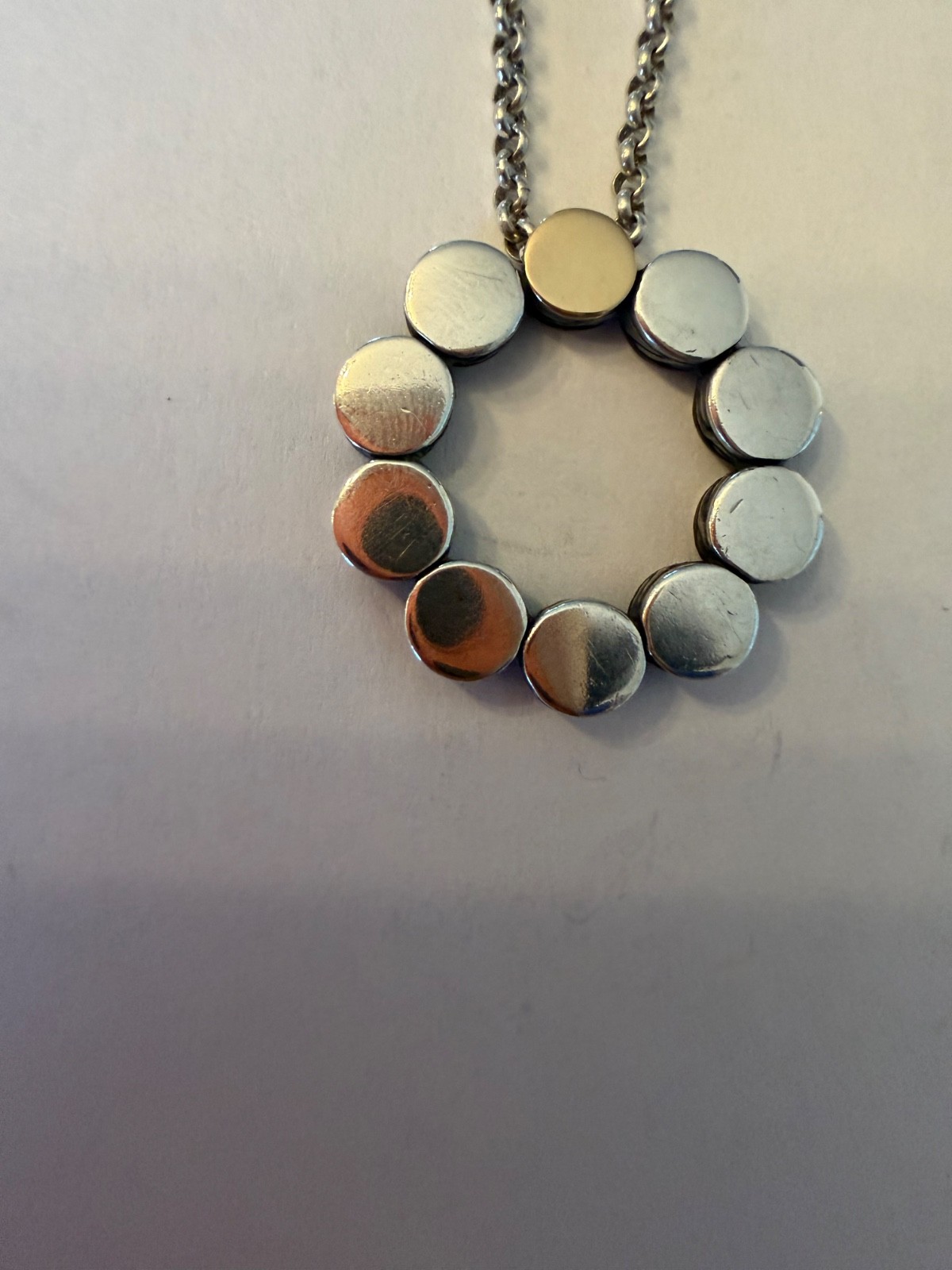 John Hardy-Pendant Necklace-16-18″-Sterling Silver-/18KT -Dots-Rare-Preowned