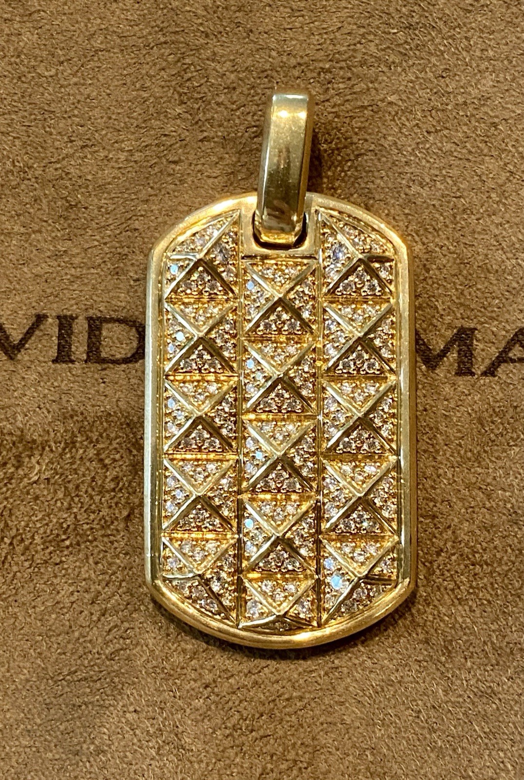 David Yurman 18k Gold Diamond Pyramid Pendant 1.75” $12,500 23.4 Gram