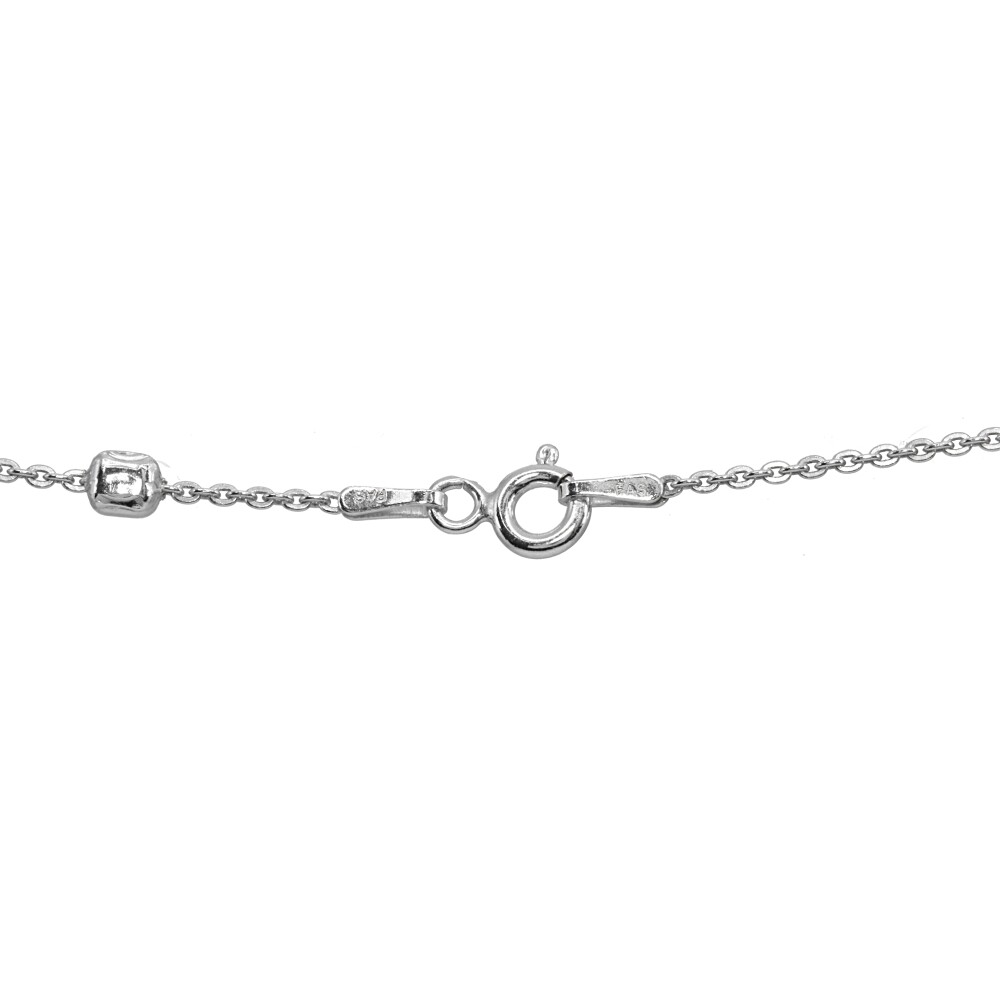 18 Inch Polished Square Cube Station Cable Chain Necklace in Sterling Silver