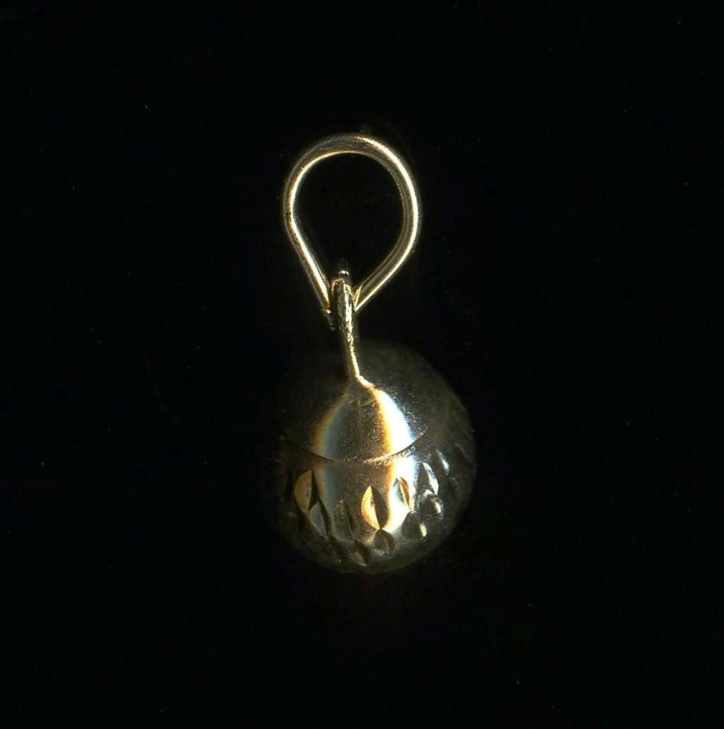 New 14K Solid Yellow Gold 7mm Round Ball Bead Diamond Cut Pendant Charm (DT