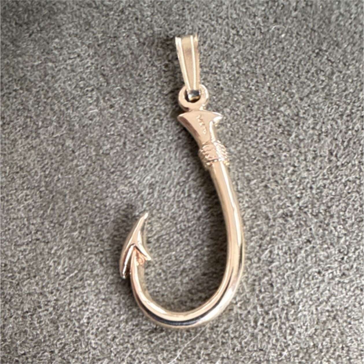 14k Yellow Gold Fish Hook Pendant Charm Nautical Theme