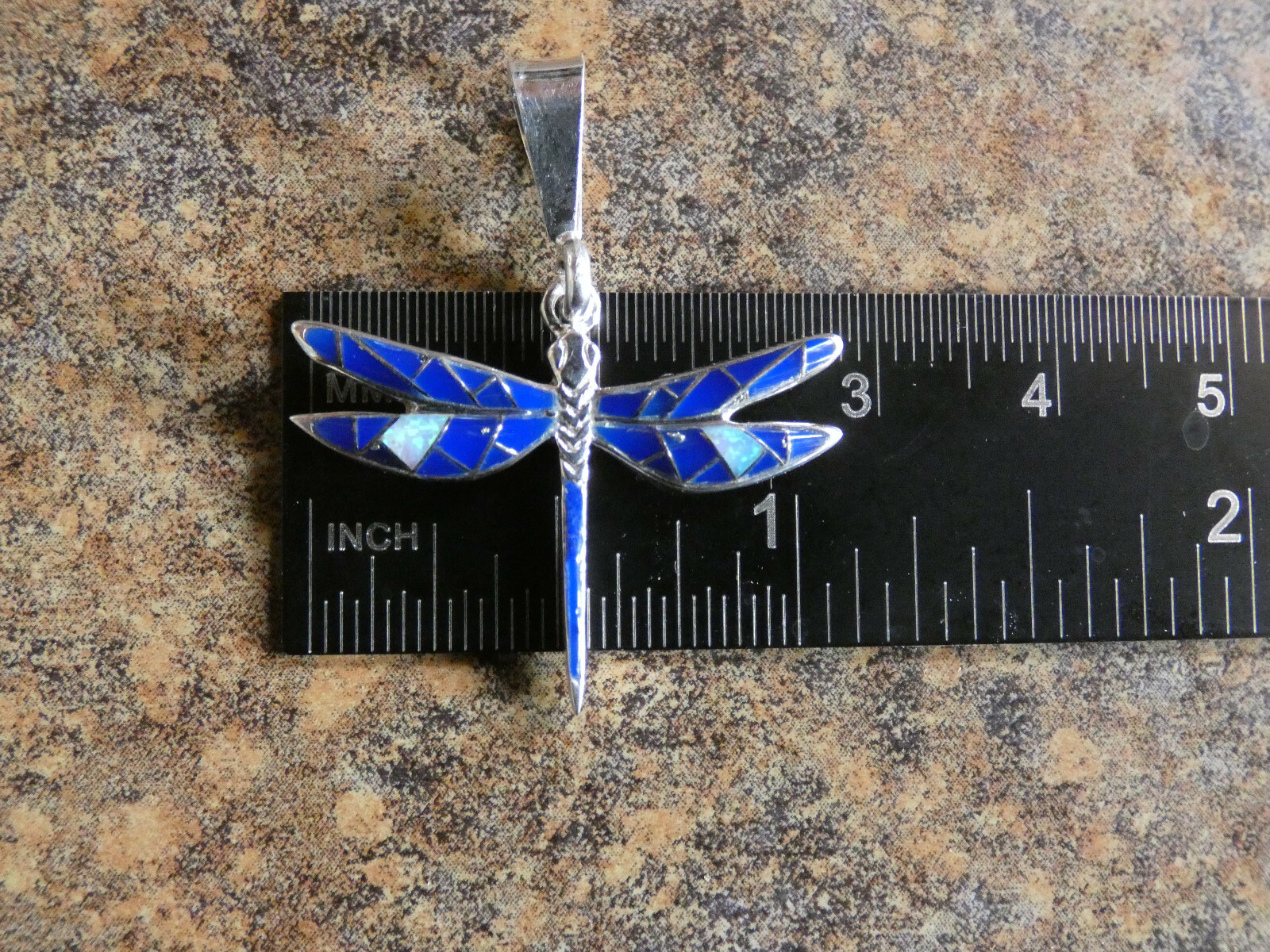 Lapis & Opal Dragonfly Handcrafted Sterling Silver 925 Petite Pendant S61 NEW