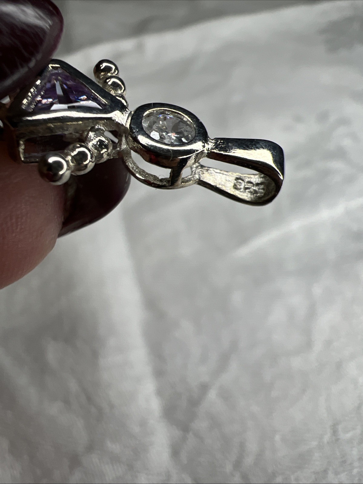 VTG Sterling Silver Girl Birthstone Pendant June amethyst 925 Charm Family