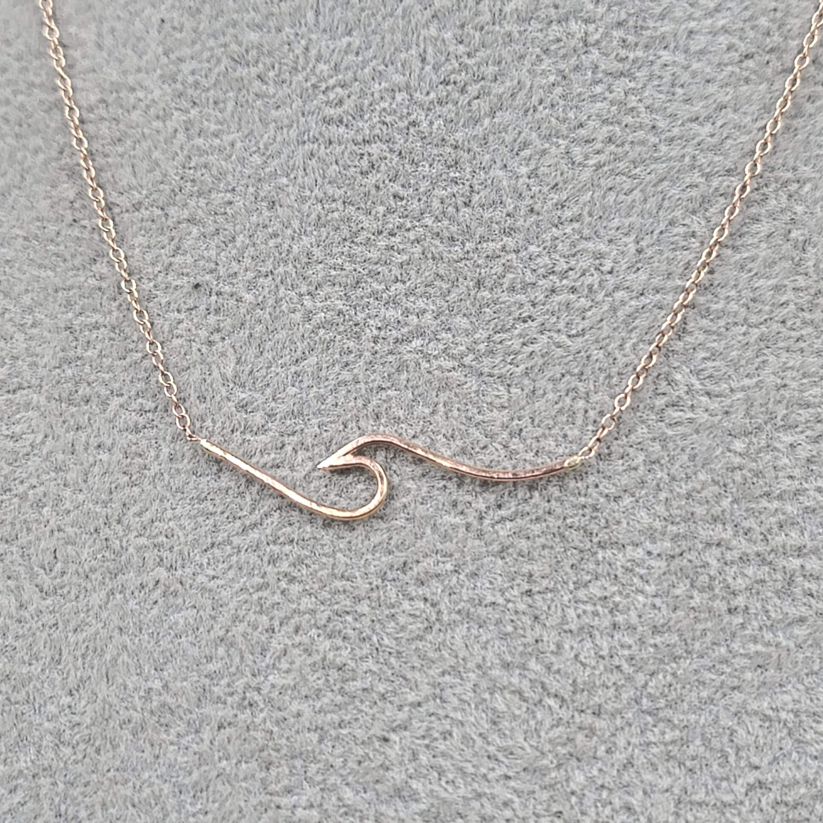 Rose Gold Filled Wave Necklace 1/20th of 14k Minimalist Dainty 16″