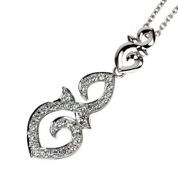 Queen/Queen Pt950 Diamond Pendant Necklace 0.64CT SPRING RING EXTERIOR – Auth fr