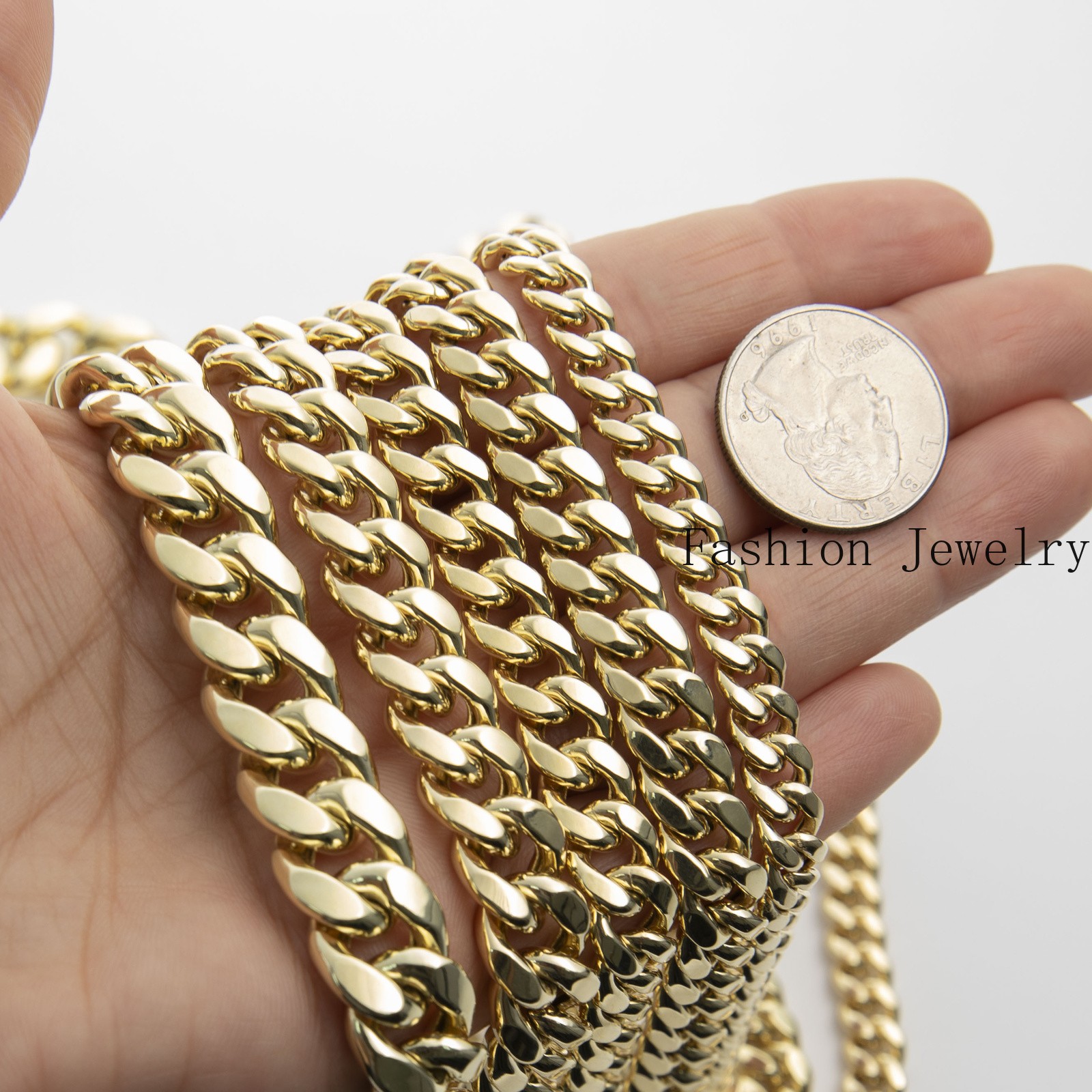 Shiny Miami Cuban Link Chain Necklace Real 14K Yellow Gold All Sizes