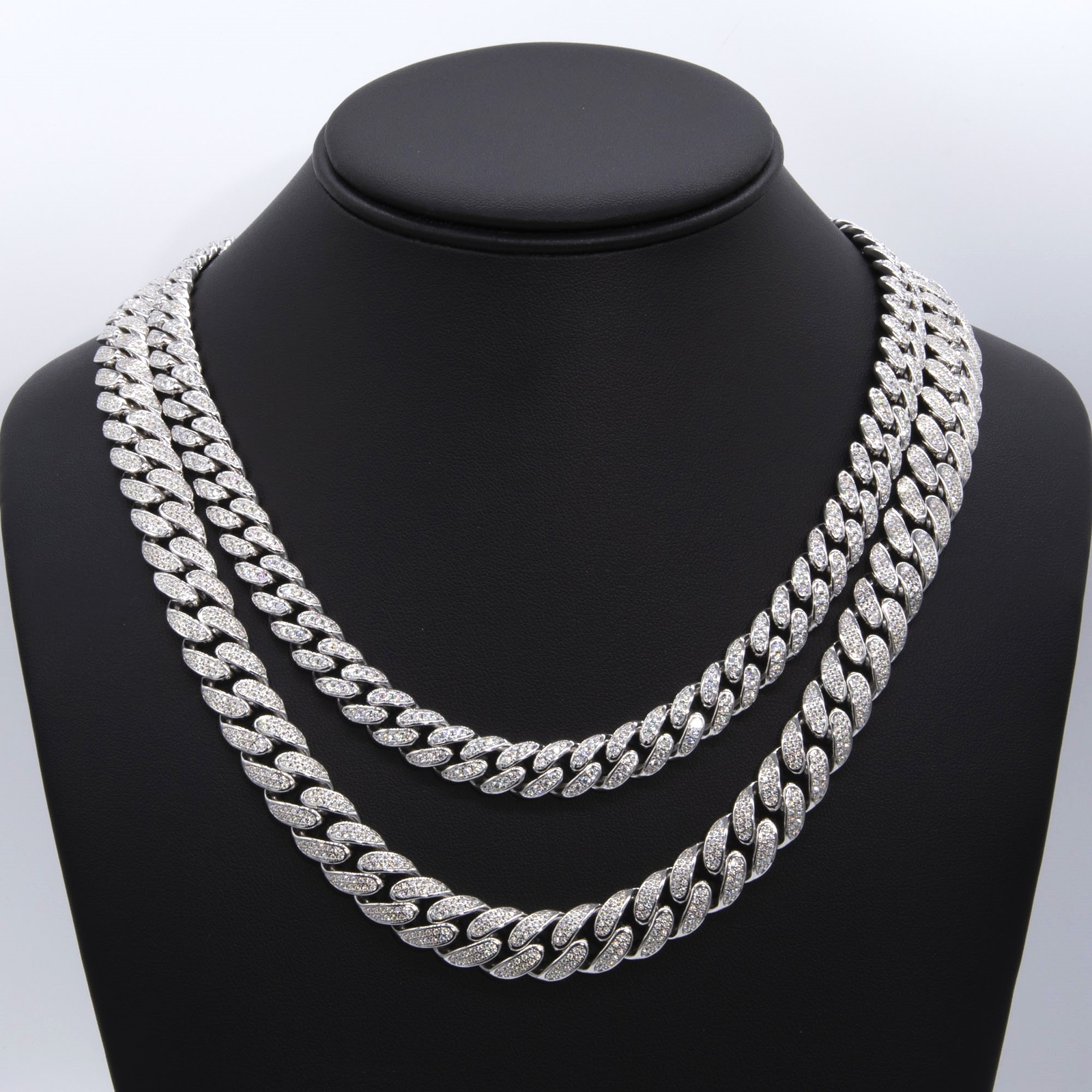 Moissanite Cuban Link Chain Solid Sterling Silver 925 All Sizes