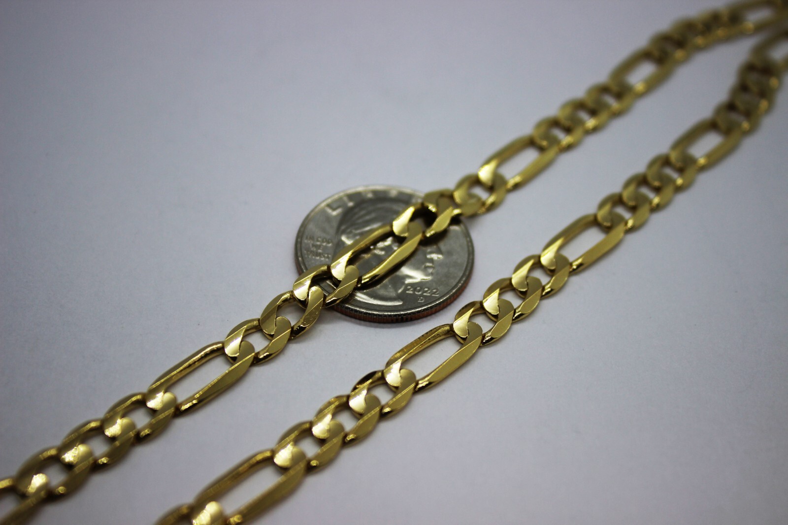 10k Solid Yellow Gold Figaro Chain Necklace Bracelet 2.2mm – 10.2mm 7″ – 30″