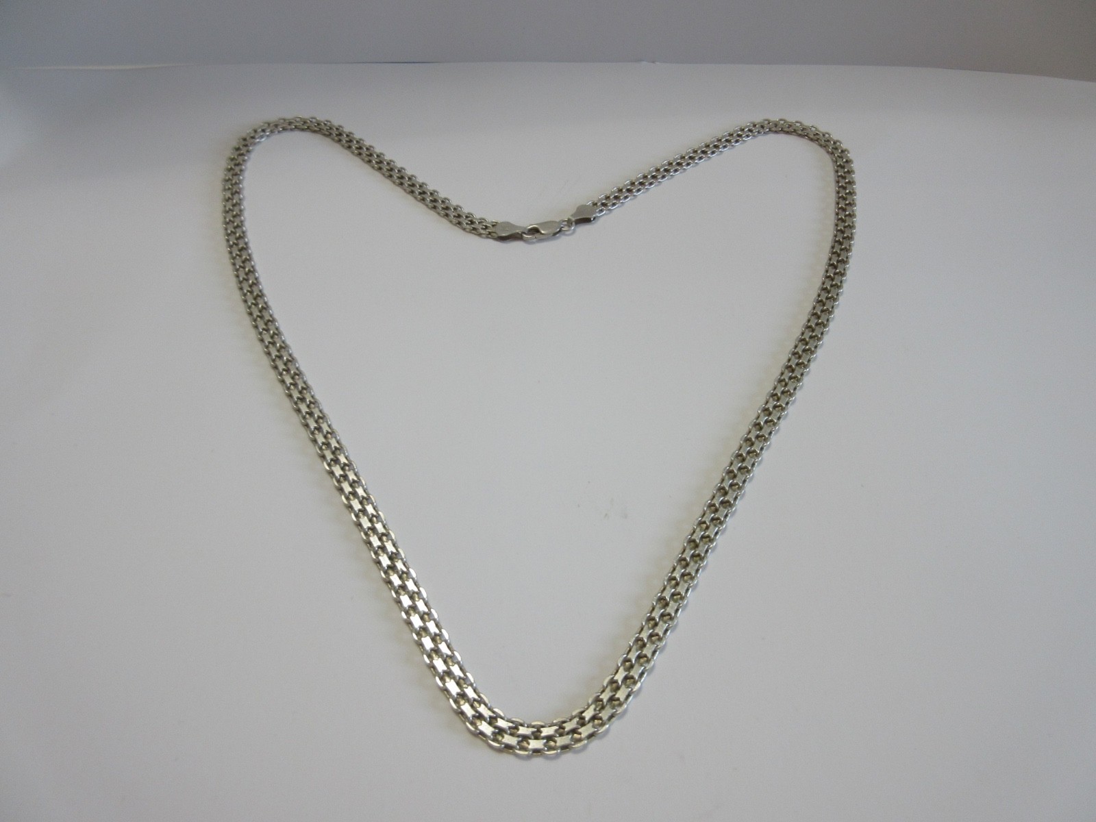 Vtg Milor 925 Italy Sterling Silver Bismark Link Lobster Claw Clasp 24″ Necklace
