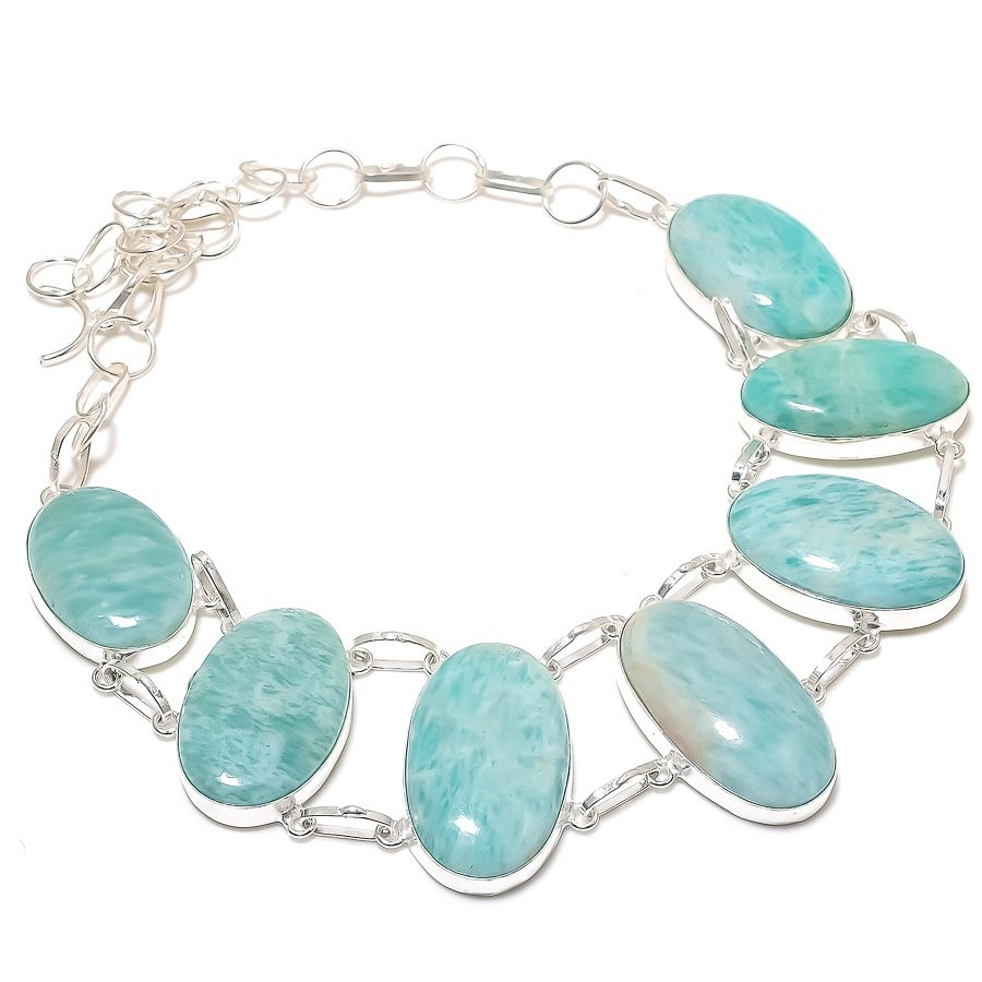 Amazonite Gemstone 925 Sterling Silver Jewelry Necklace 18″ Gift for Her r110