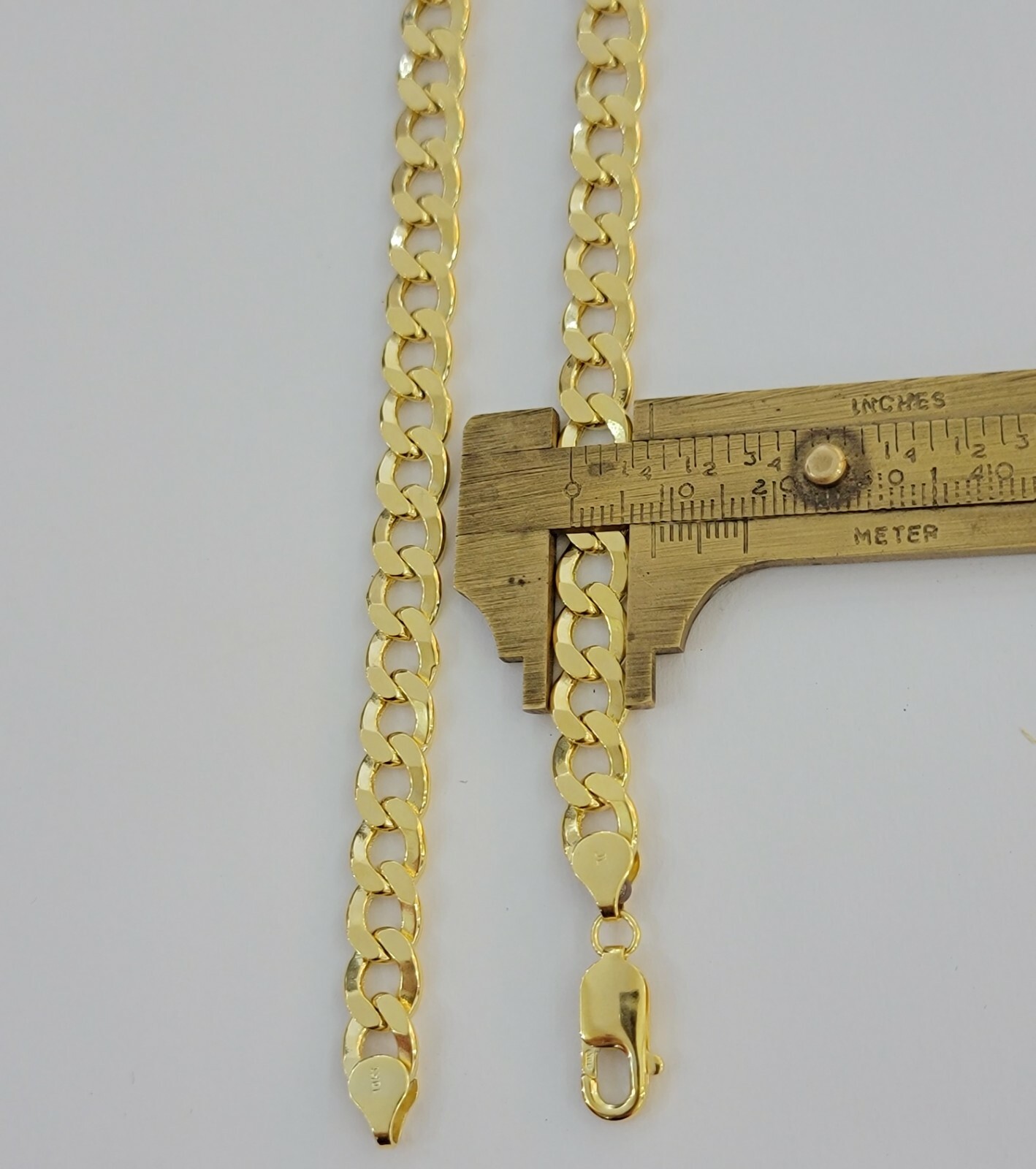 10kt Yellow Gold Chain 8mm Cuban Curb Link Necklace 26″Inch Strong Link REAL 10k