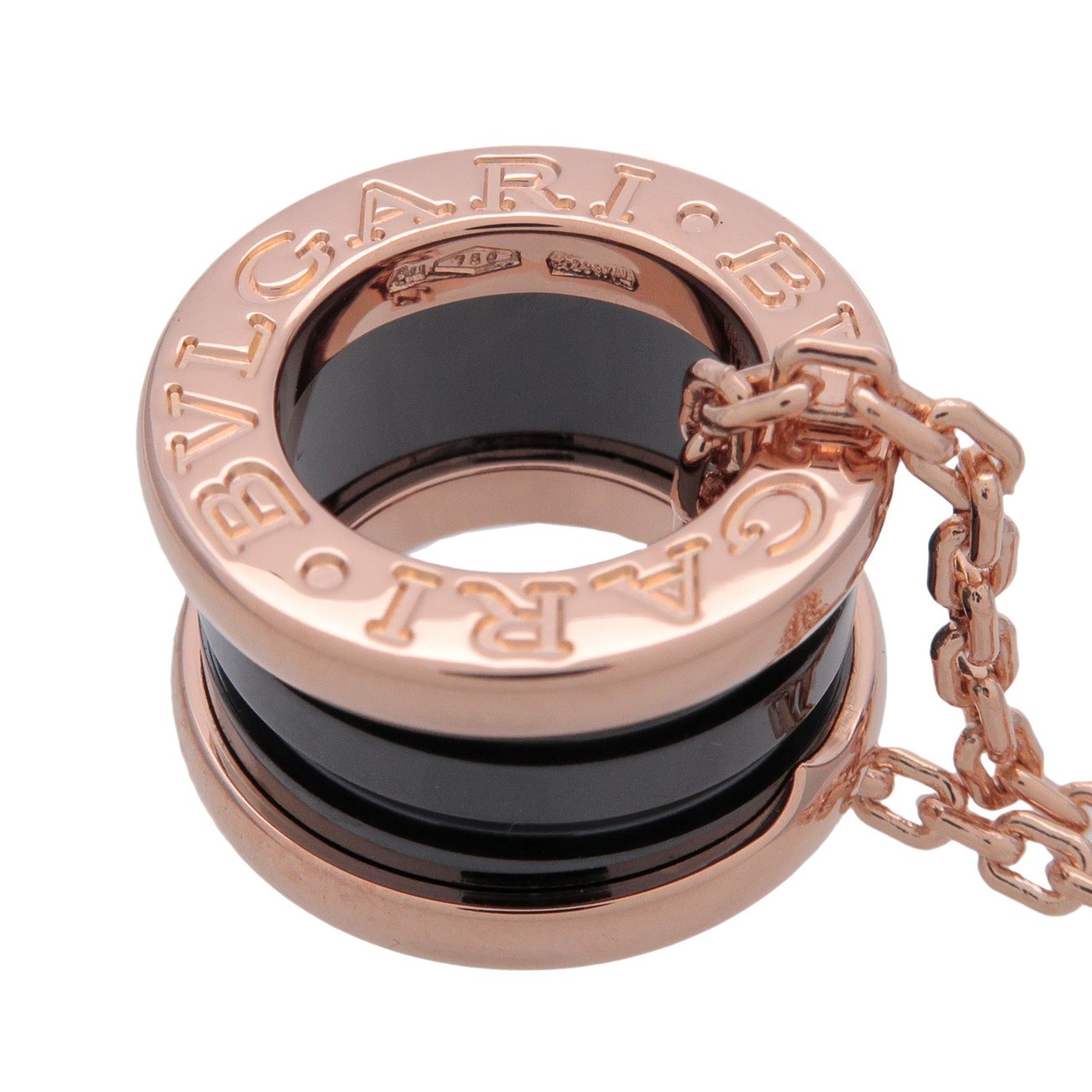 BVLGARI B-zero1 Necklace K18PG 750PG Rose Gold Black Ceramic Authentic Used F/S