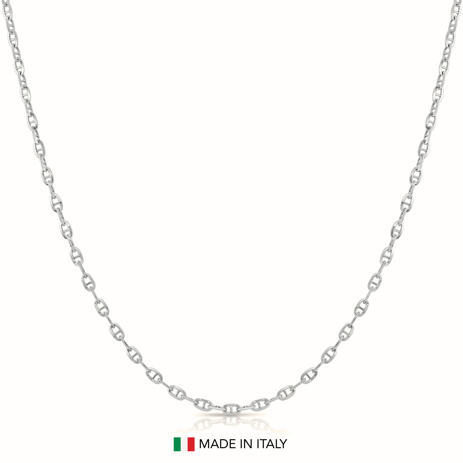 Solid 925 Sterling Silver 2.75mm Anchor Mariner Chain Italian Necklace 16″-20″