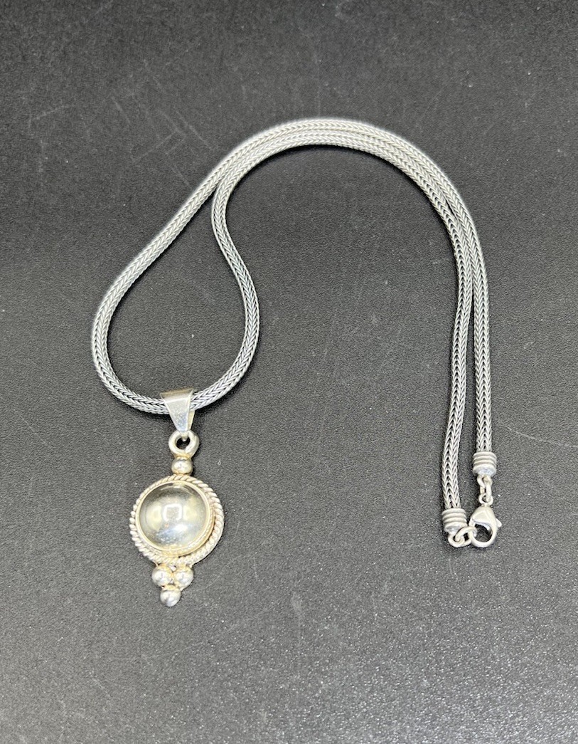 Sterling Silver Spiga Wheat Chain, Sterling Pendant Necklace, 17”, 24 Grams
