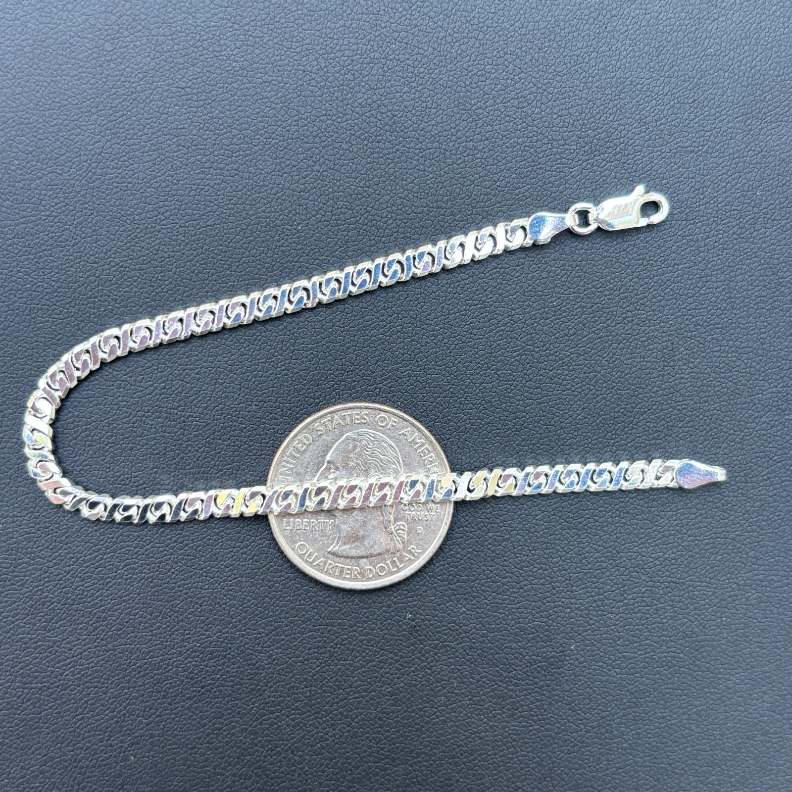 3.5mm Dollar Link Bracelet – Real Solid 925 Sterling Silver MADE IN ITALY