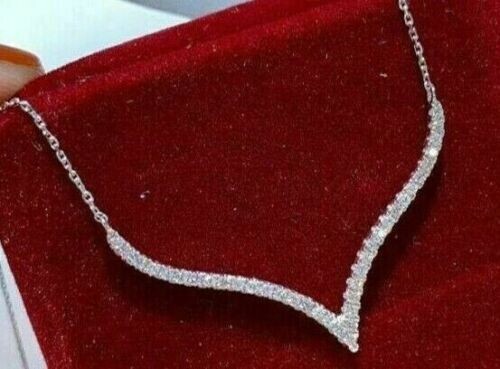 3Ct Round Cut Lab Created Diamond Women’s Necklace Solid 14K White Gold Finish