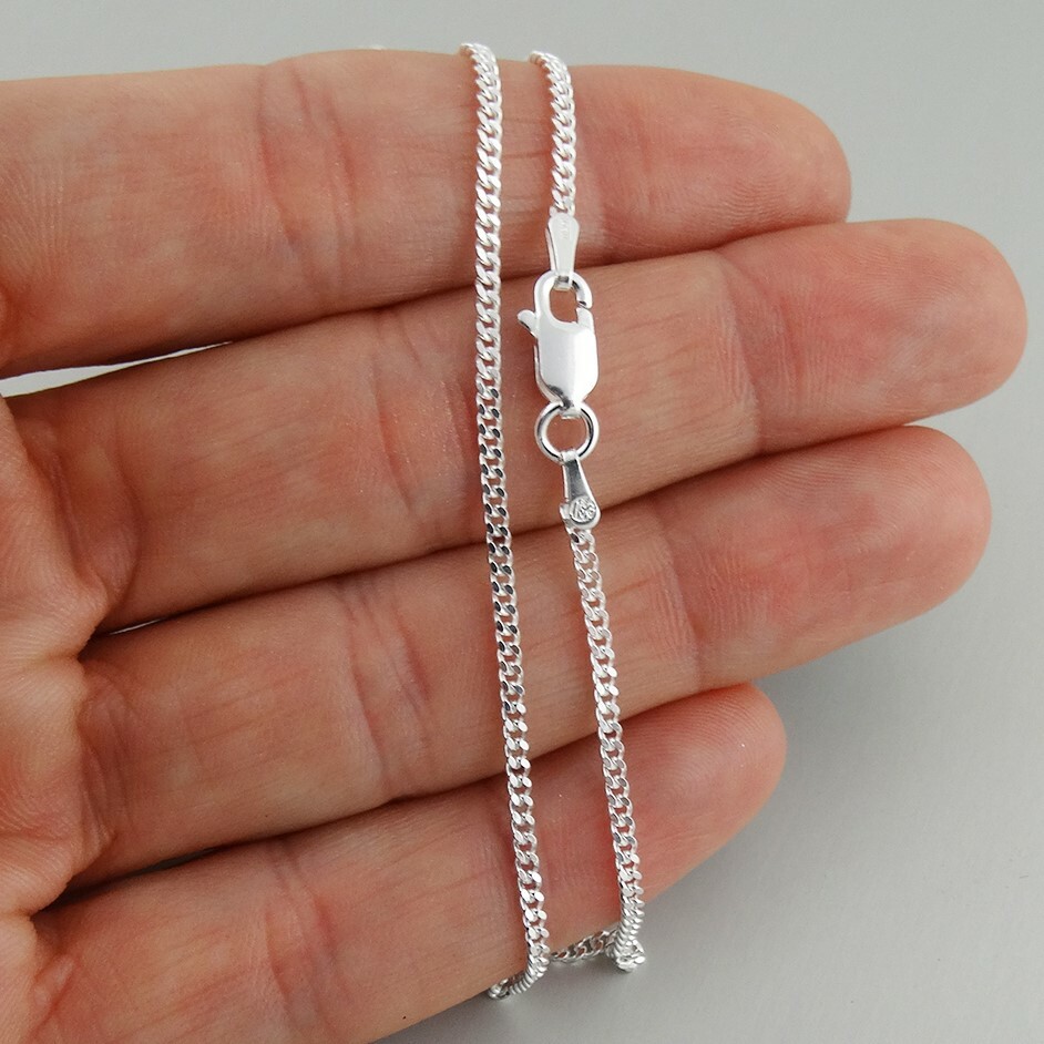 Sterling Silver 1.8mm CURB Chain Necklace 925 Italy 16, 18, 20, 22, 24, 30″ NEW