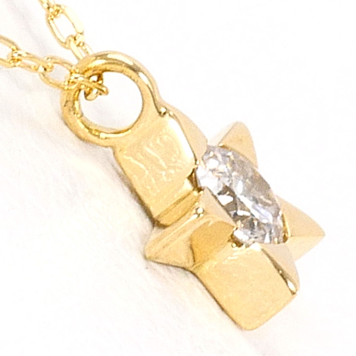 K18 18k gold Necklace Diamond (no carat mark) 0.8g 40cm Free shipping Used