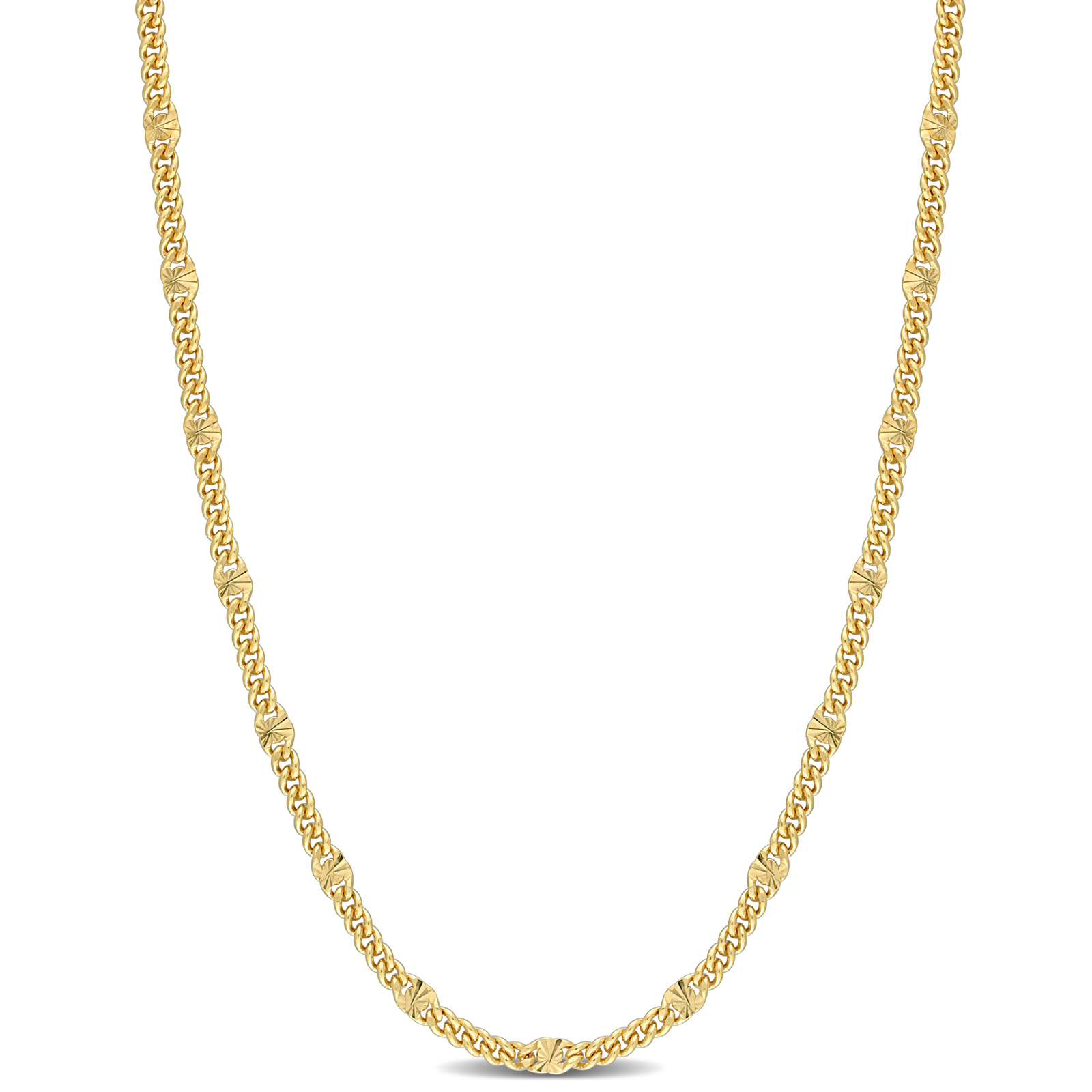 Amour Yellow Gold Plated Sterling Silver Double Curb Link Chain 20″ Necklace