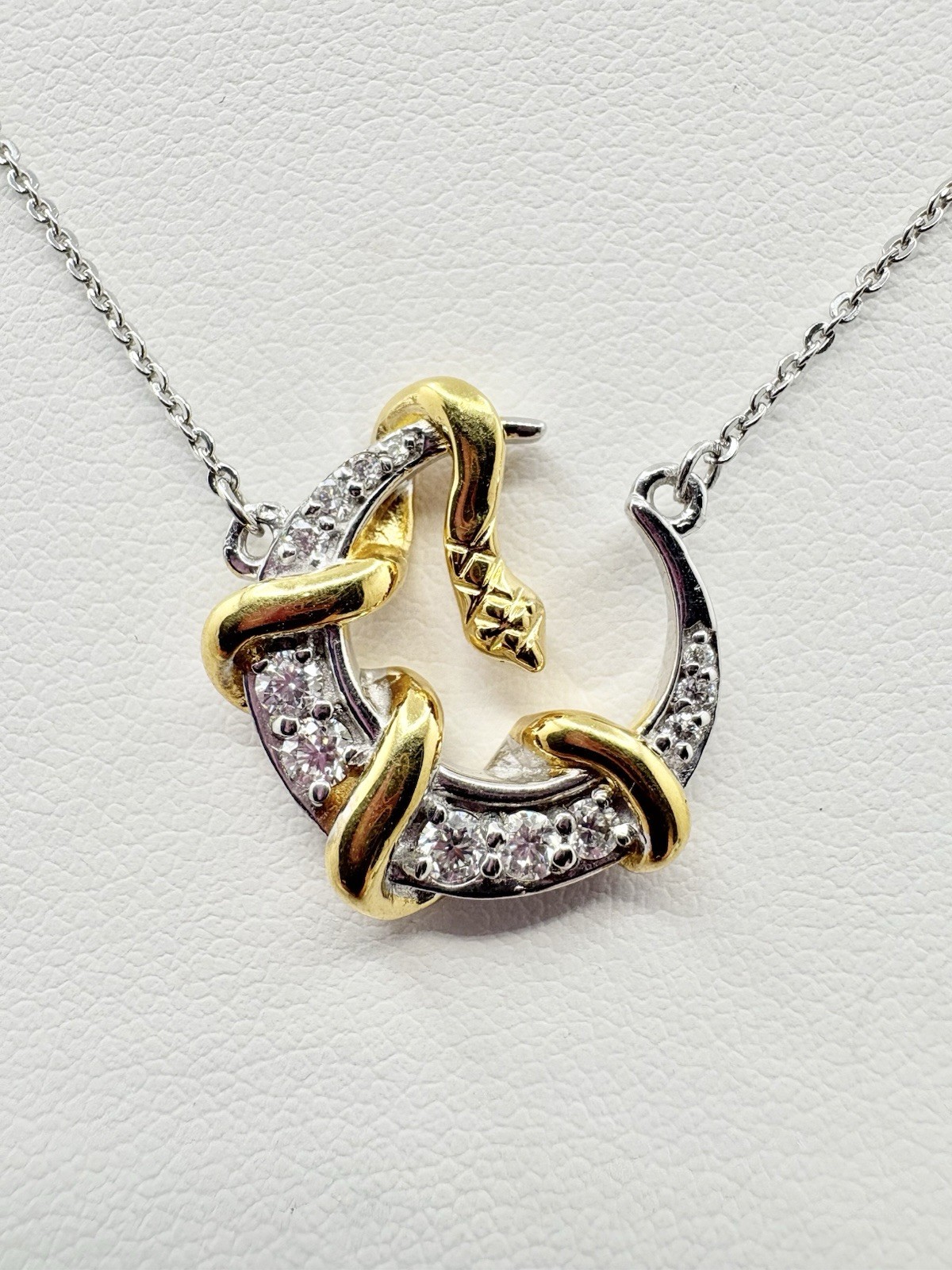 Snake Serpent Necklace Sterling Silver Moissanite 0.35 ctw 18-20 in D’Joy