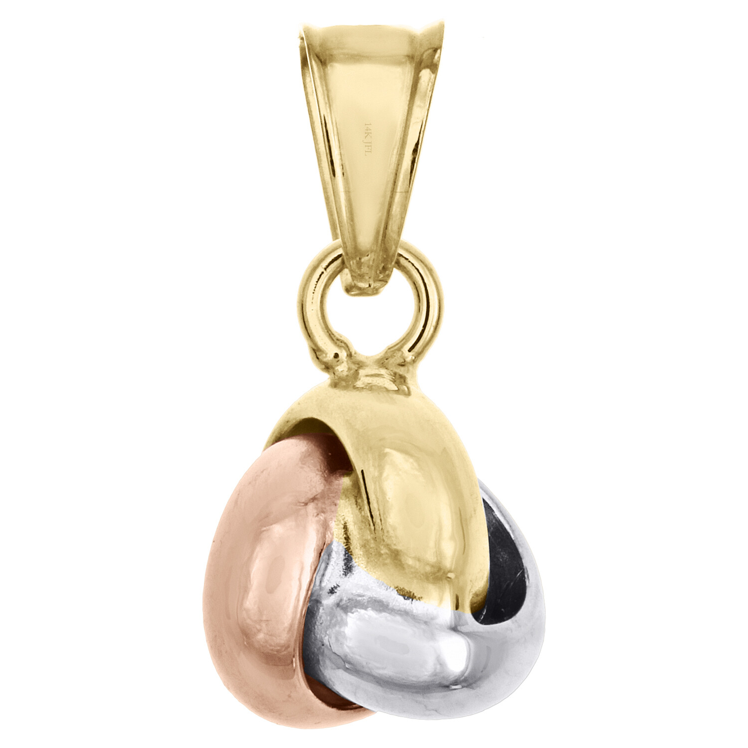 14K Tri-Color Gold Fancy Italian Love Knot Textured Pendant Women’s Charm 0.75″