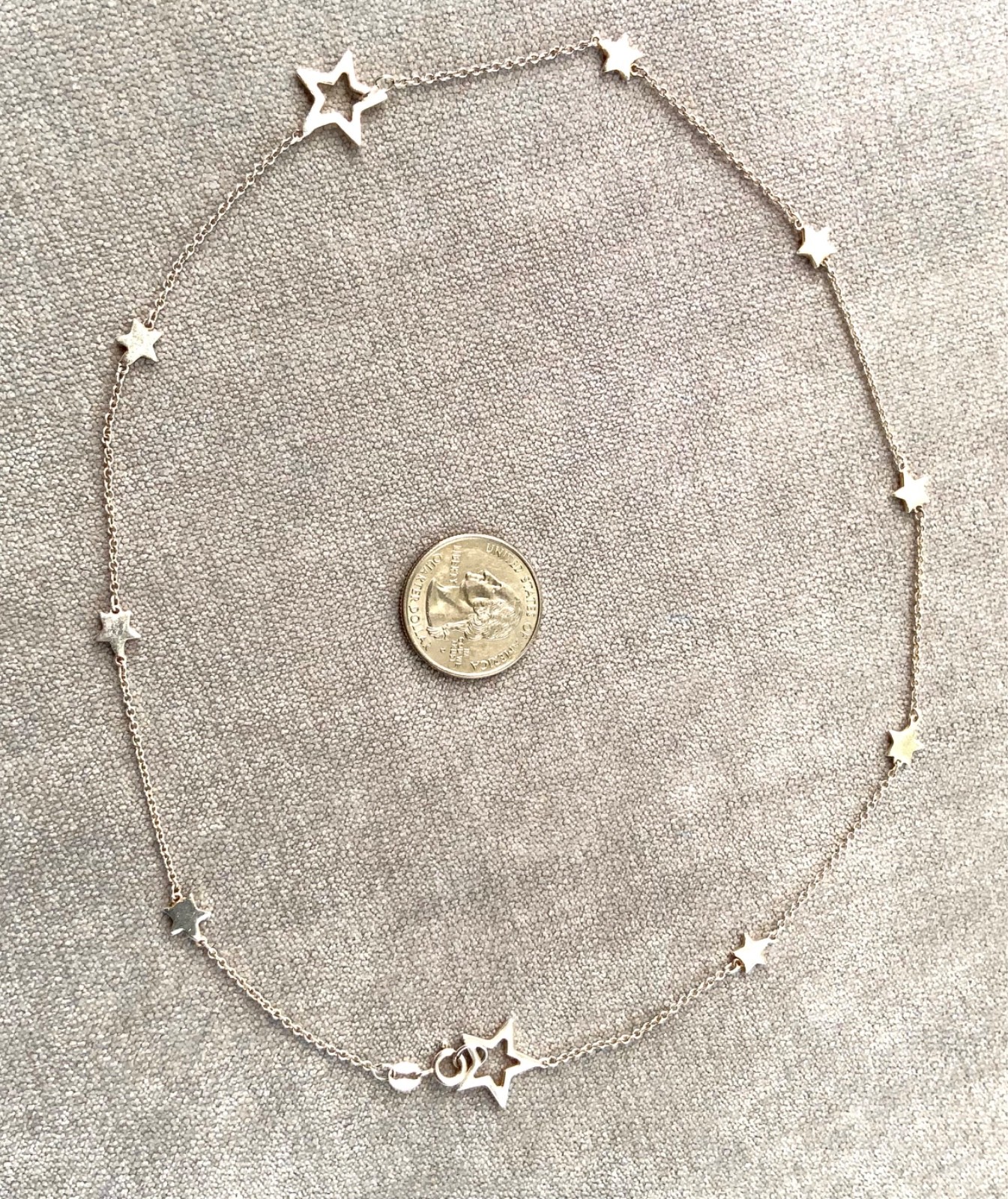 STERLING SILVER STAR NECKLACE multi stars small rolo chain -great for layering!