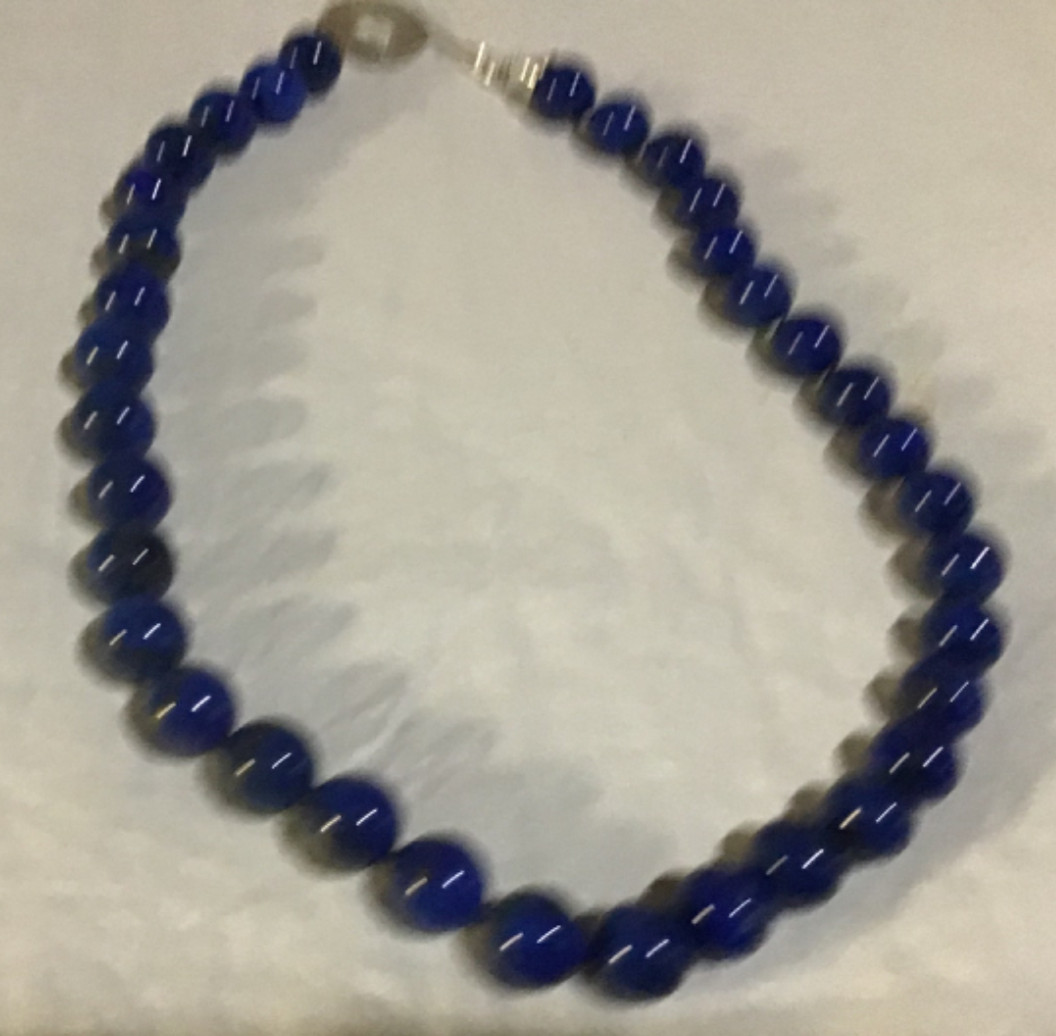Pre-Owned: Unbranded Lapis Lazuli Beaded Necklace w/ 925 Toggle Clasp 18”