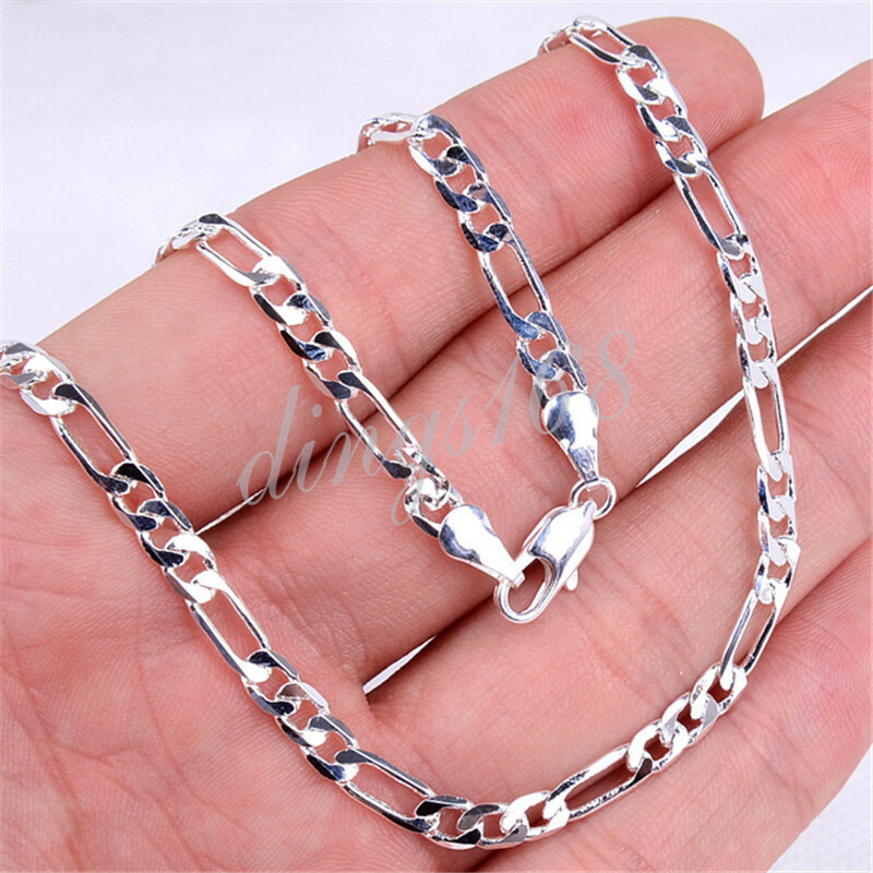 925Sterling Silver 24″ 3.8mm Wide Tarnish/Nickel-FREE Figaro Chain Necklace K139