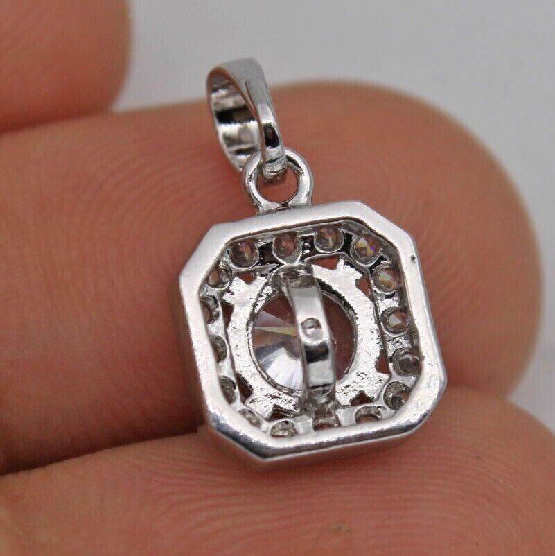2.00Ct Round Cut Lab-Created Diamond Halo Pendant 14k White Gold Plated Silver