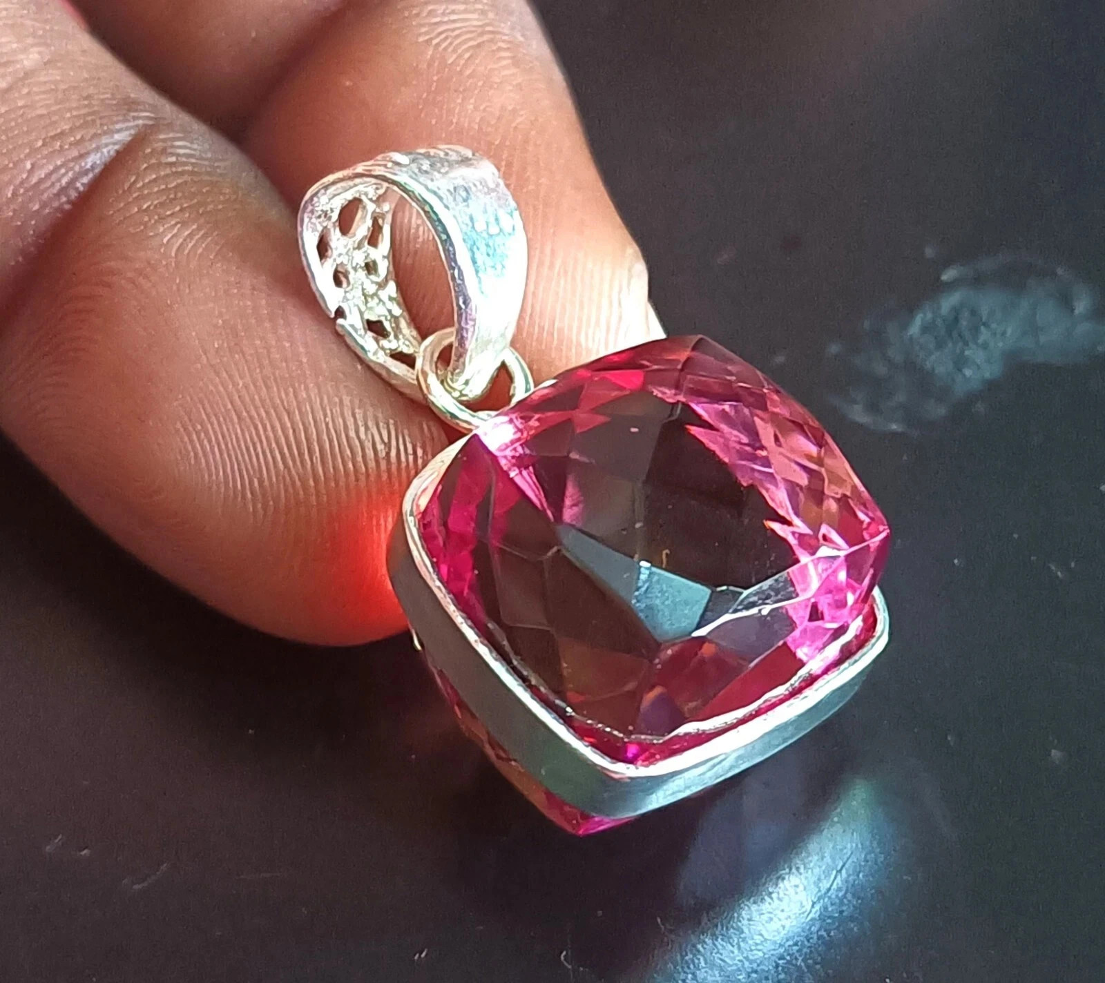 Certified 52 Ct Cube Natural Alexandrite Color Change Pendant 925 Silver Jewelry