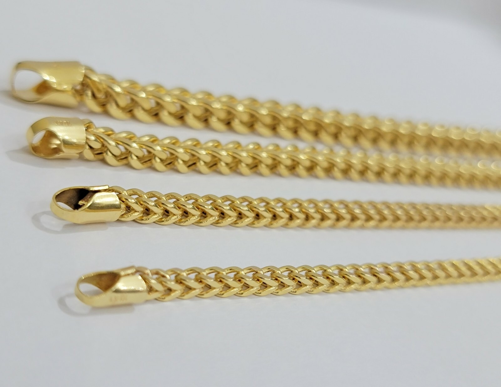 10K Yellow Gold 1.5mm-6mm Franco Square Box Chain Necklace Men Womens 16″- 28″