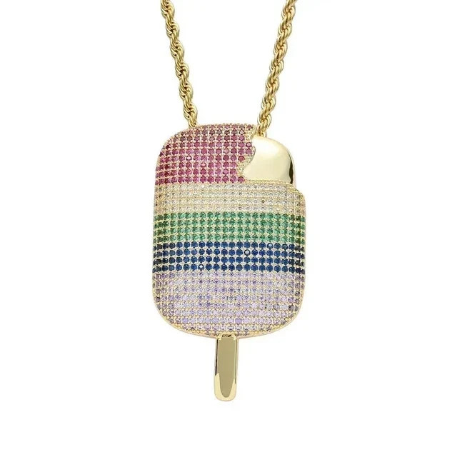 3.50Ct Round Real Moissanite Candy Hip Hop Style Pendant 14K Yellow Gold Plated