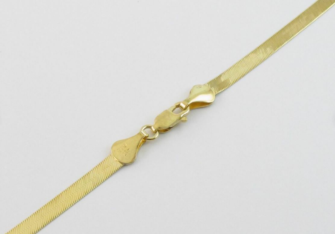 14k Gold Plated Solid .925 Sterling Silver Herringbone Chain Necklace UNISEX