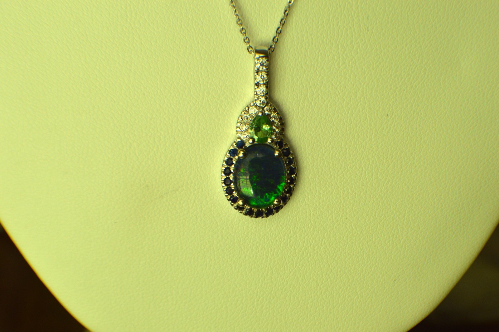 3.50ct Elysian Opal Triplet /Multi Gem Rhodium Plated Pendant with 20″ Chain