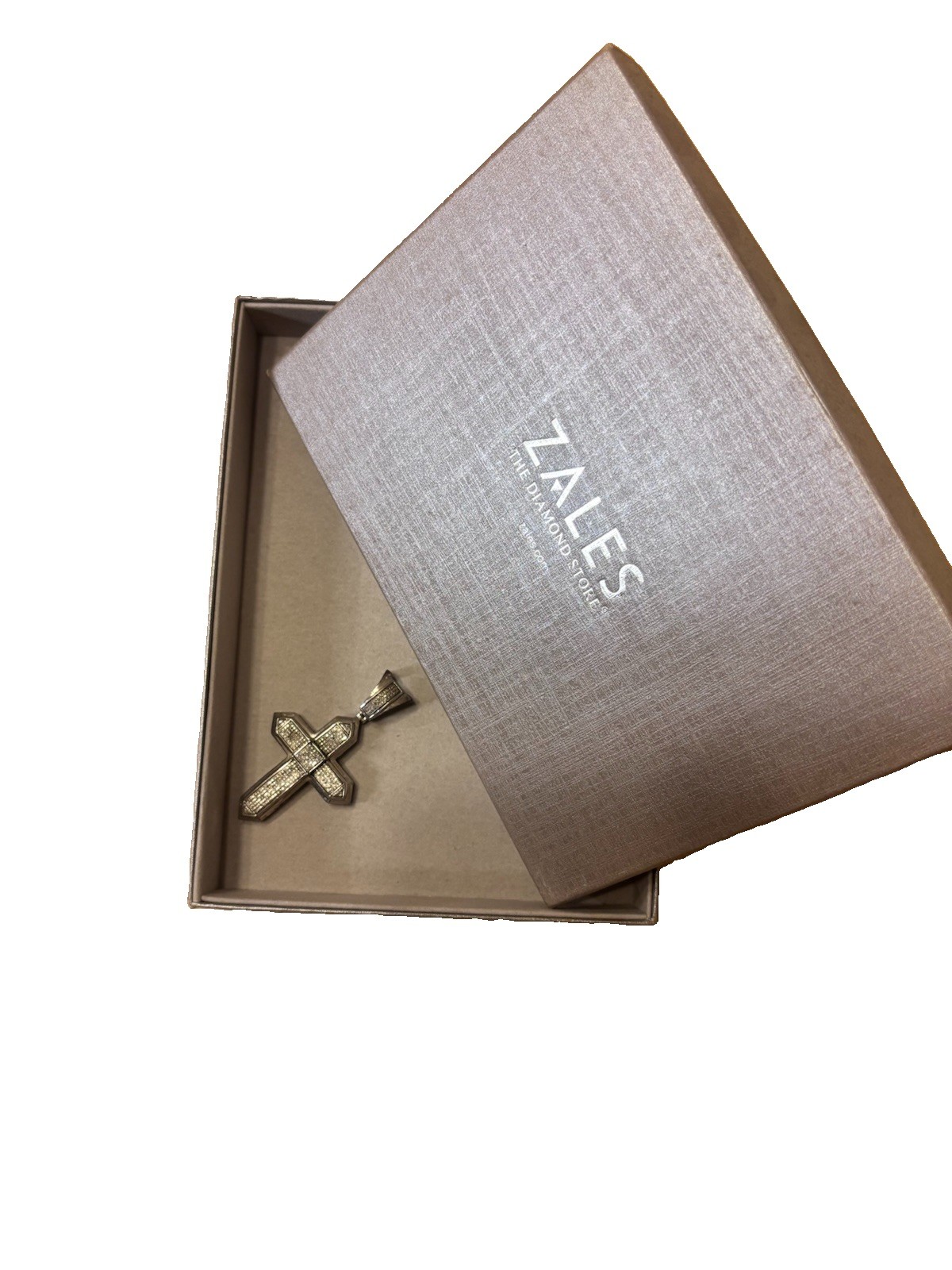 Zales 1/5 CTW Diamond Cross Pendant Sterling Silver 925 Box & Receipt NEW