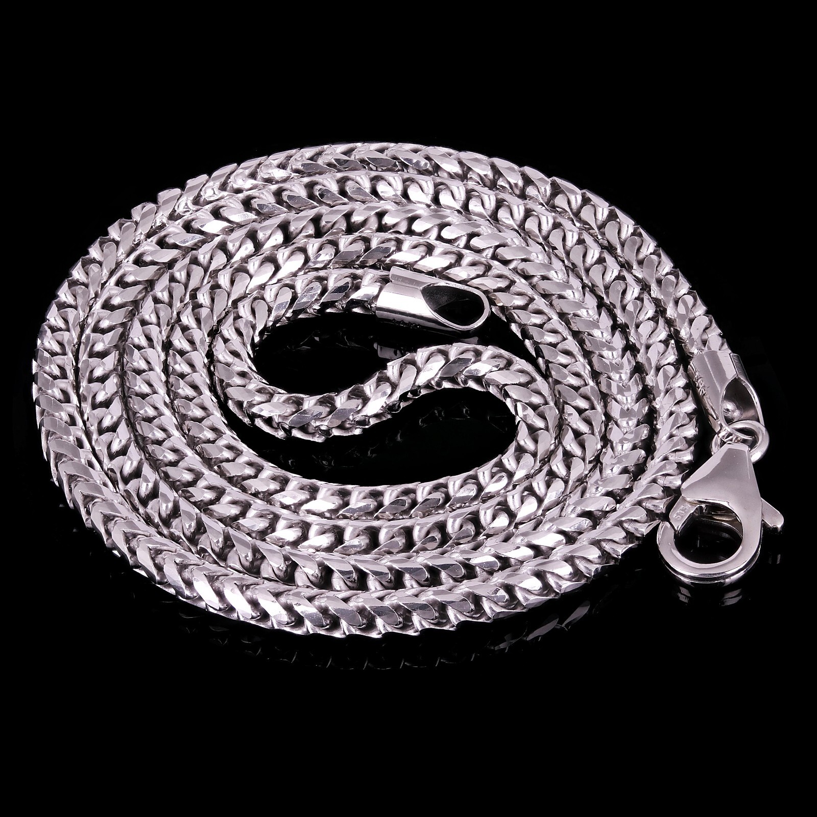 Italian 14k White Gold Solid Diamond Cut Franco Chain Necklace 18″ 2.7mm 18.1g