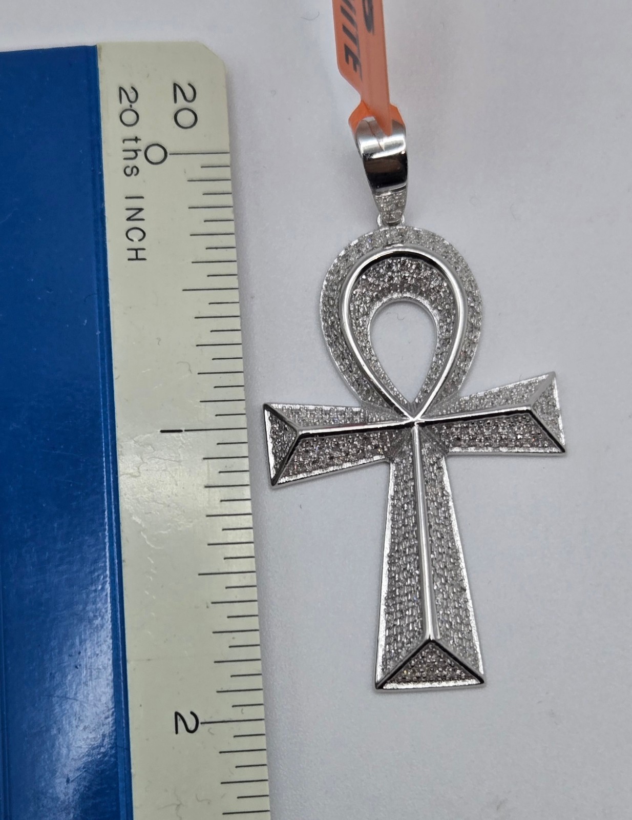 Solid 925 Sterling Silver MOISSANITE Ankh Cross Pendant 2.0ctw, NEW USA