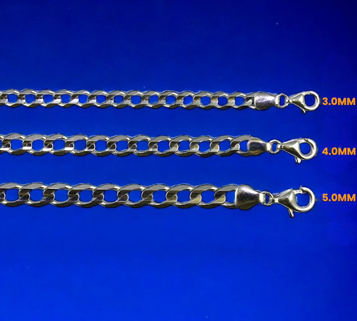 10K White Gold SOLID Round Curb Cuban Necklace Bracelet Chain 2mm-6mm 7″-30″