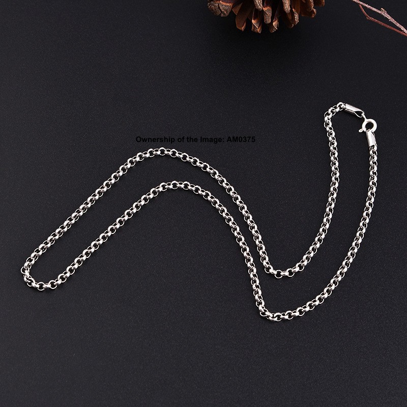 New Pure 925 Sterling Silver Women Men Necklace 3mm Rolo Link Chain 17.7″-33.4″L