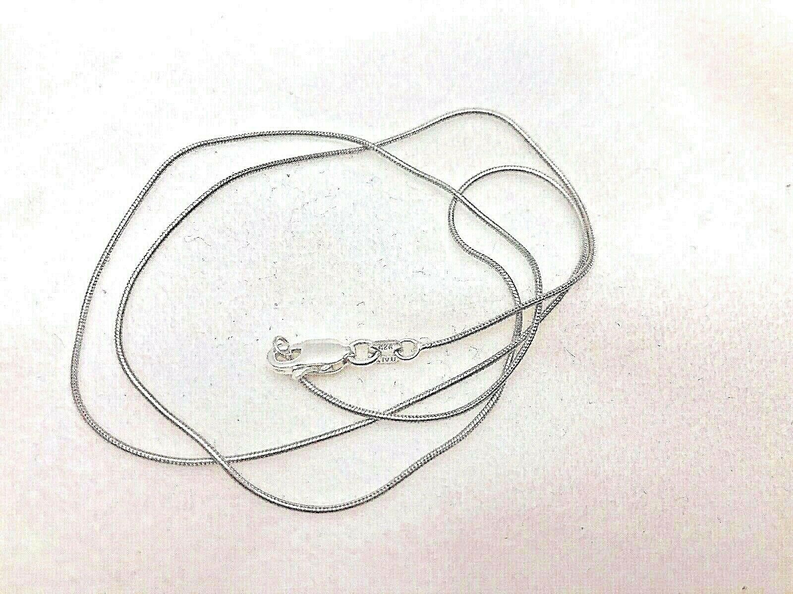 Sterling Silver .925 .8mm Wide Snake Chain 18″ Necklace Lobster Claw Clasps