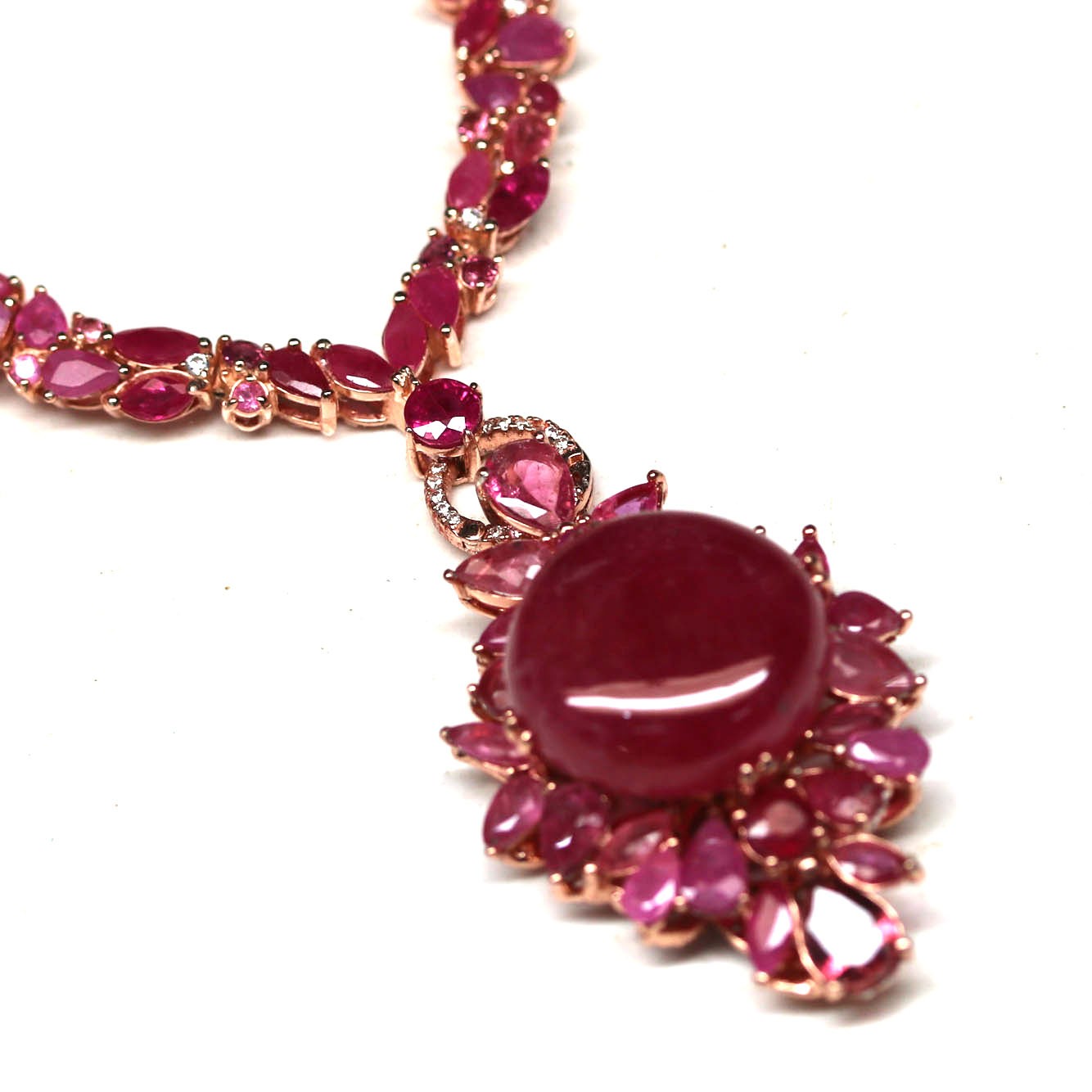 925 Silver Ruby Tourmaline Topaz Rhodolite Garnet..Pendant/Necklace 16.5 in