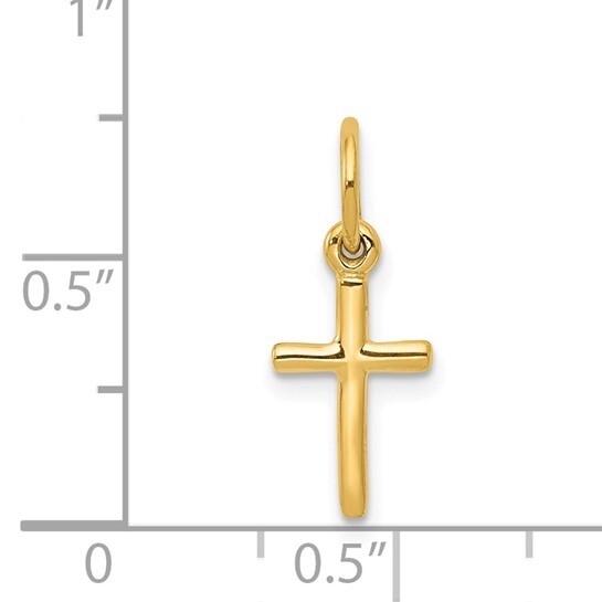 10K Real Solid Gold 18mm x 8mm Small Tiny Cross Charm, Gold Cross Pendant- K2280